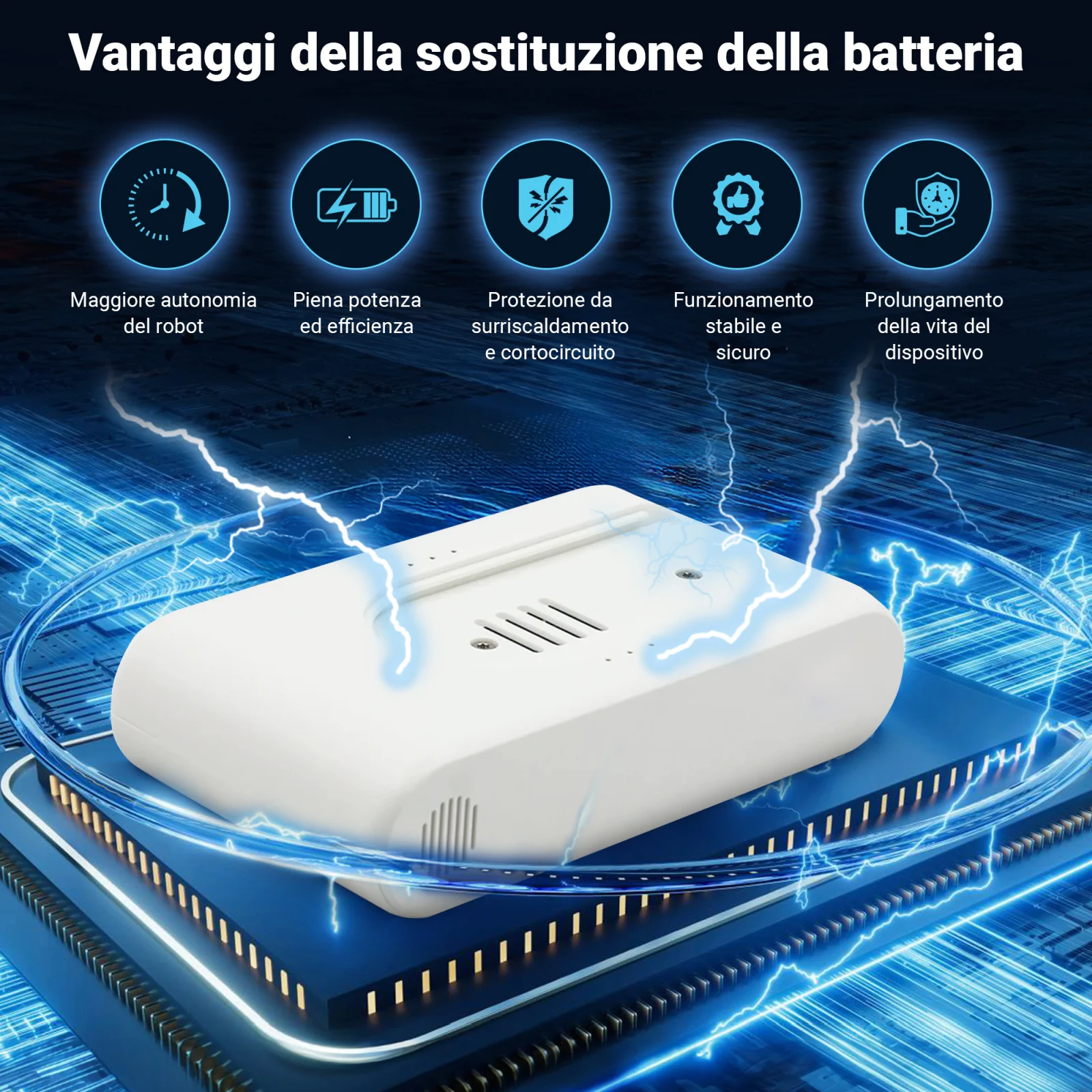 visualizzazione della batteria dreame hoover adagiata sul processore