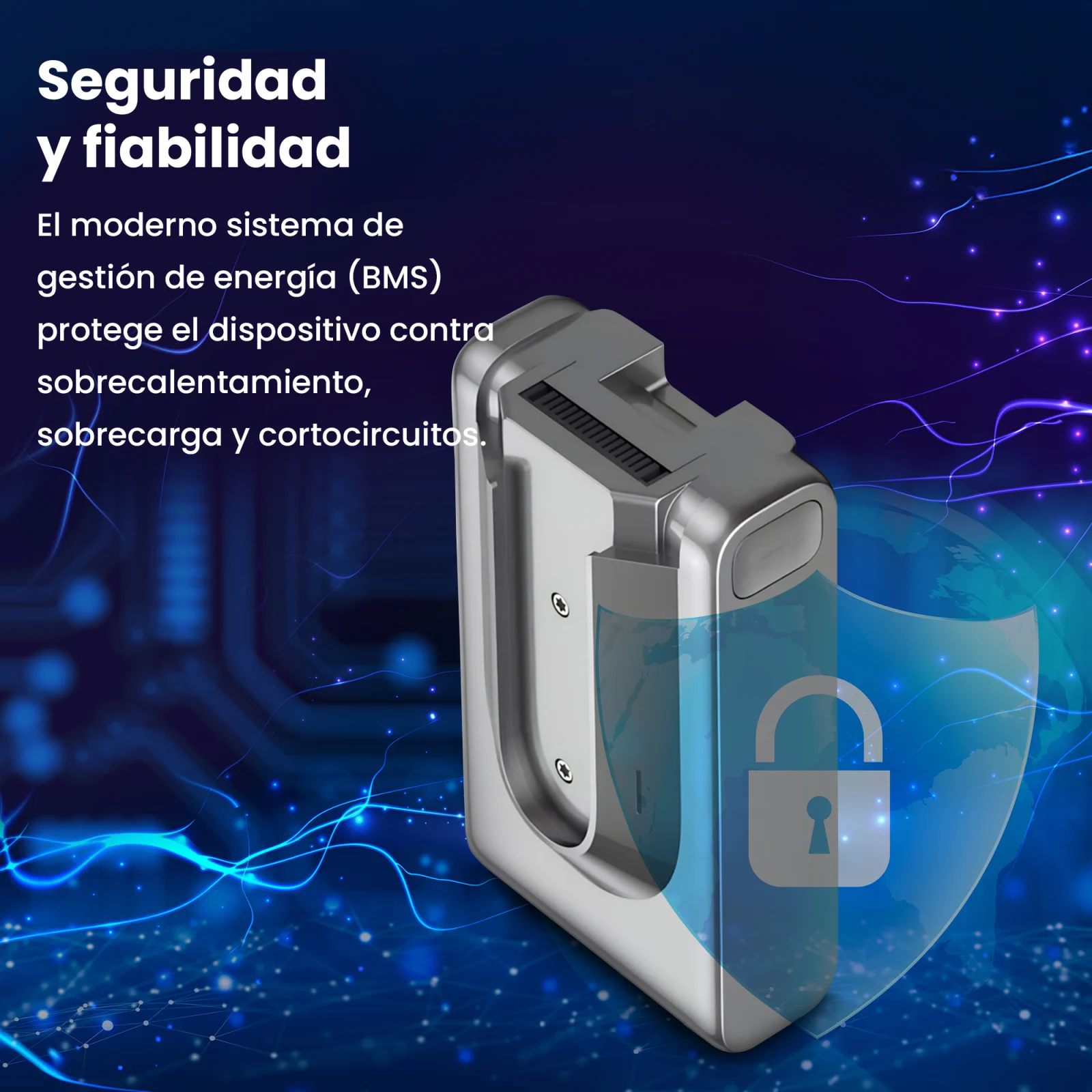 visualización de la batería de las aspiradoras de mano dreame y del escudo que simboliza la seguridad