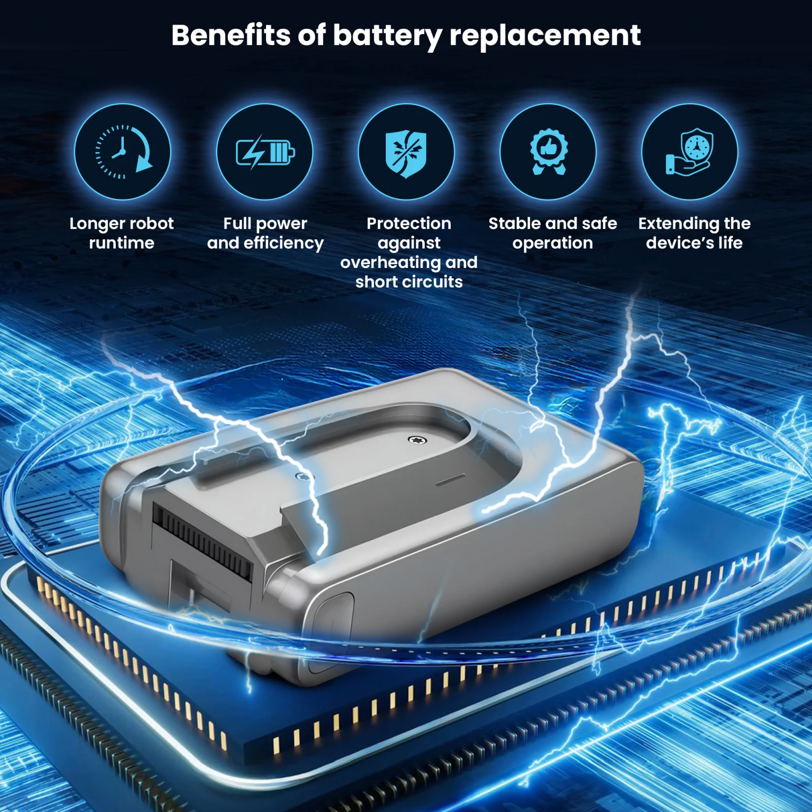 visualization of dreame vacuum cleaner battery lying on processor