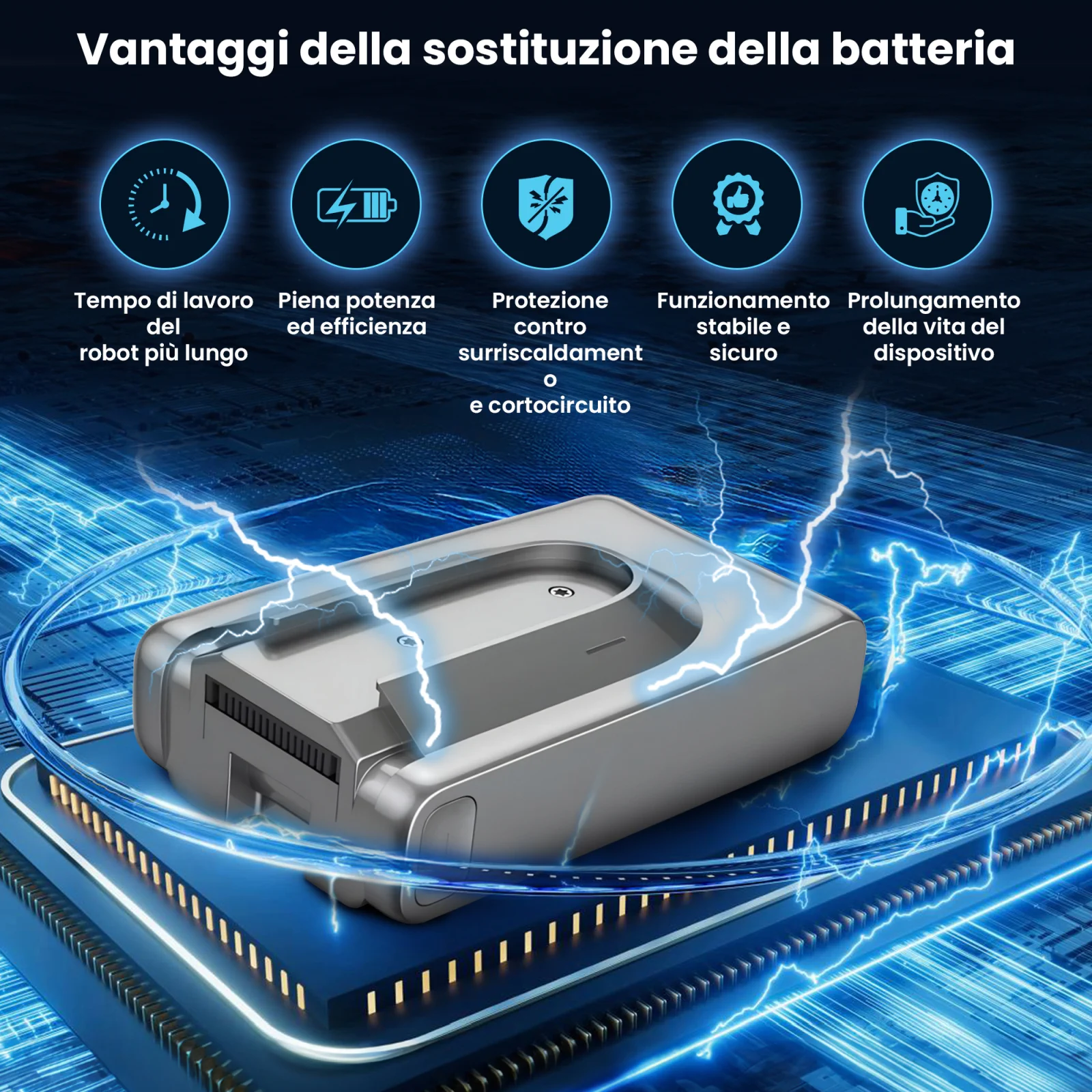 visualizzazione della batteria dreame hoover adagiata sul processore