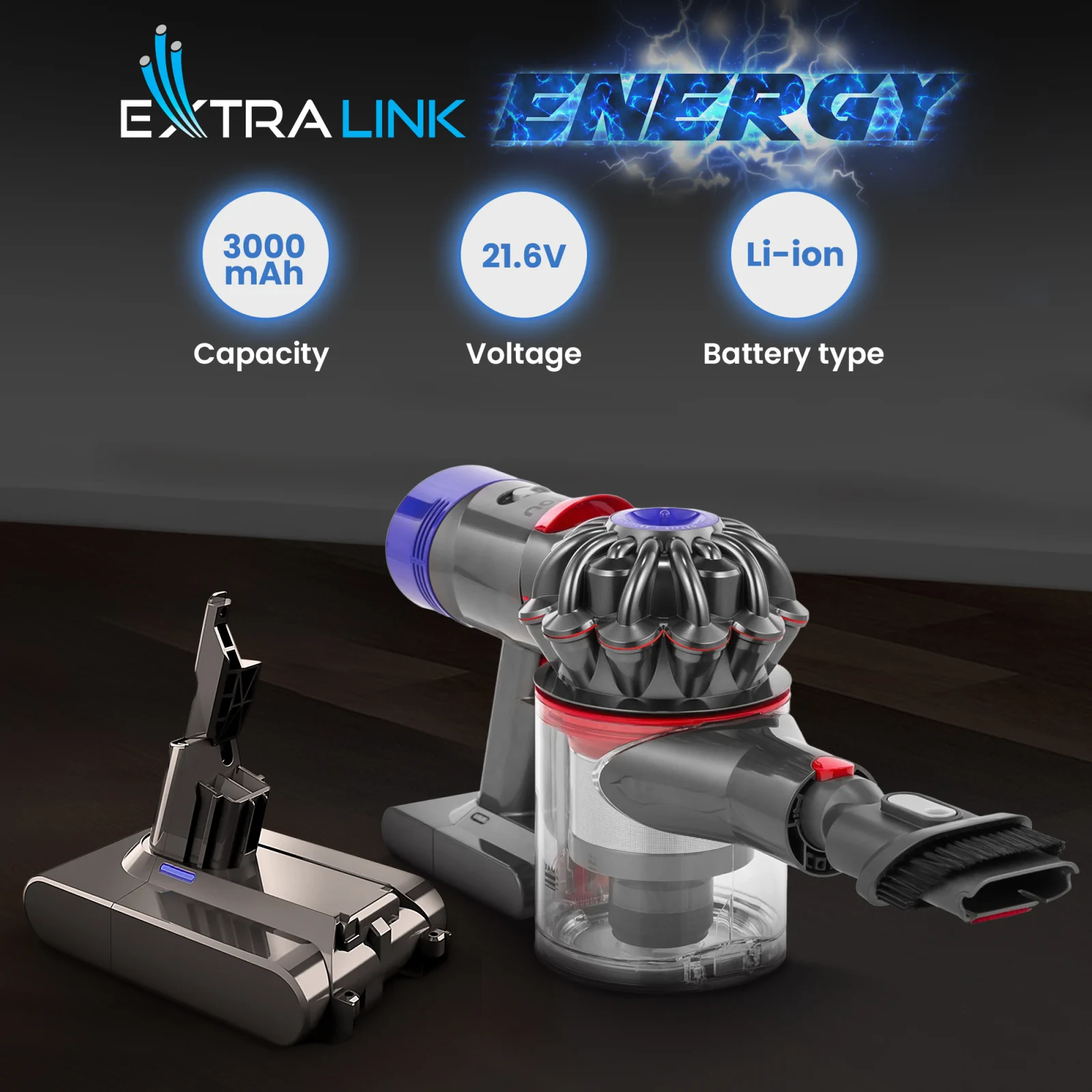 dyson gray vacuum cleaner battery next to gray handheld vacuum cleaner