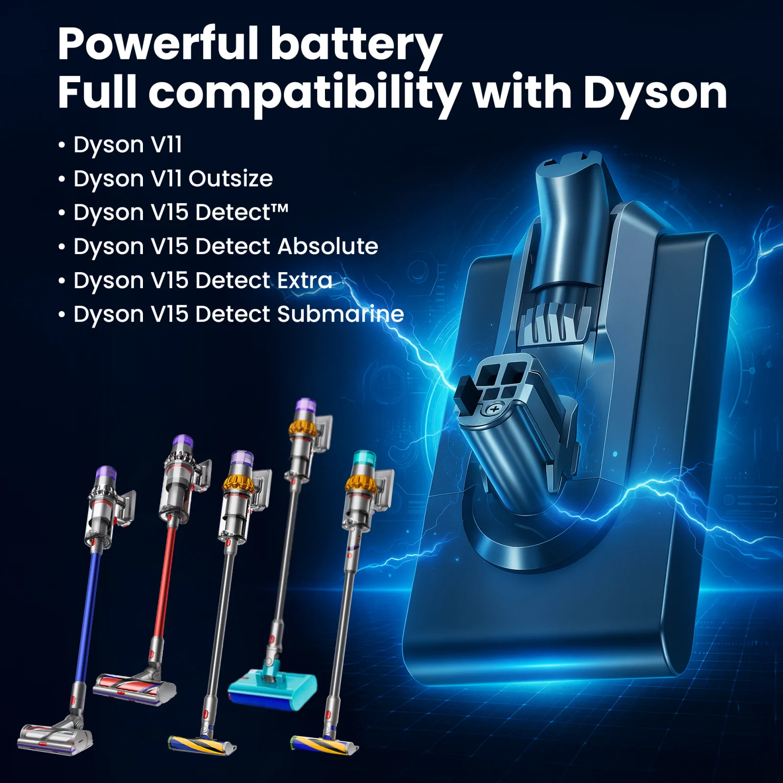 replacement battery for dyson handheld vacuum cleaners and compatible models