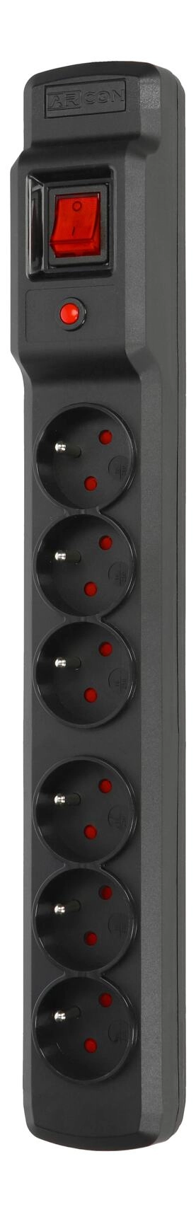 КРОНШТЕЙНAC MULTI M6 ЗАЩИТНЫЙ POWER ПЛАНКА 6X ГНЕЗДА, КАБЕЛЬ 3М, BLACK