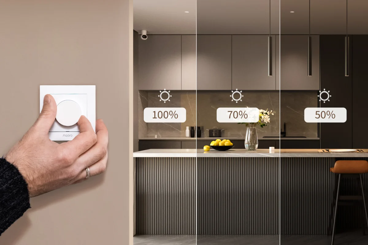 możesz płynnie regulować jasność oświetlenia w zakresie od 1% do 100%