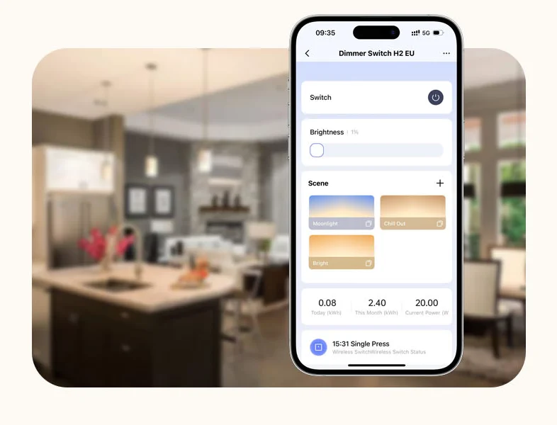 monitoruje zużycie energii podłączonych urządzeń przewodowych W aplikacji Aqara Home