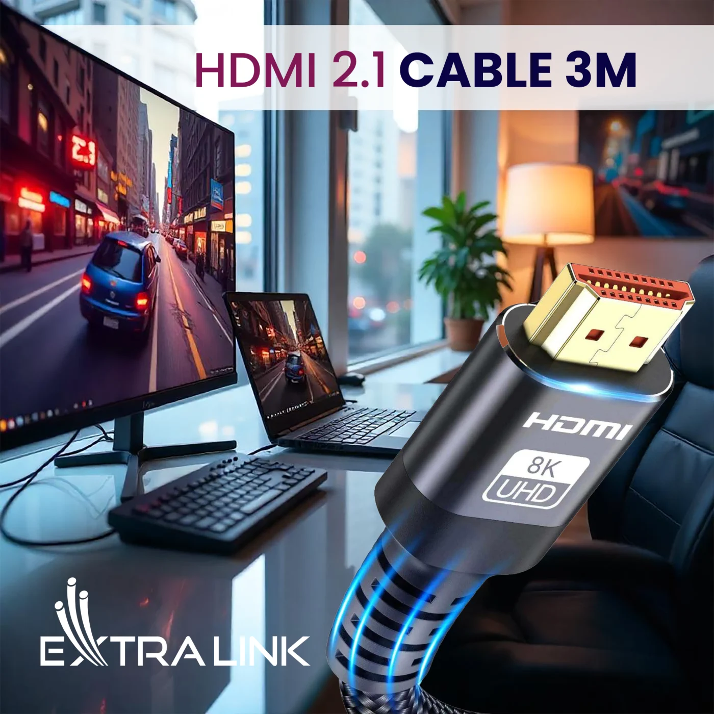 EXTRALINK HDMI CABLE 2.1 8K HDR 3M