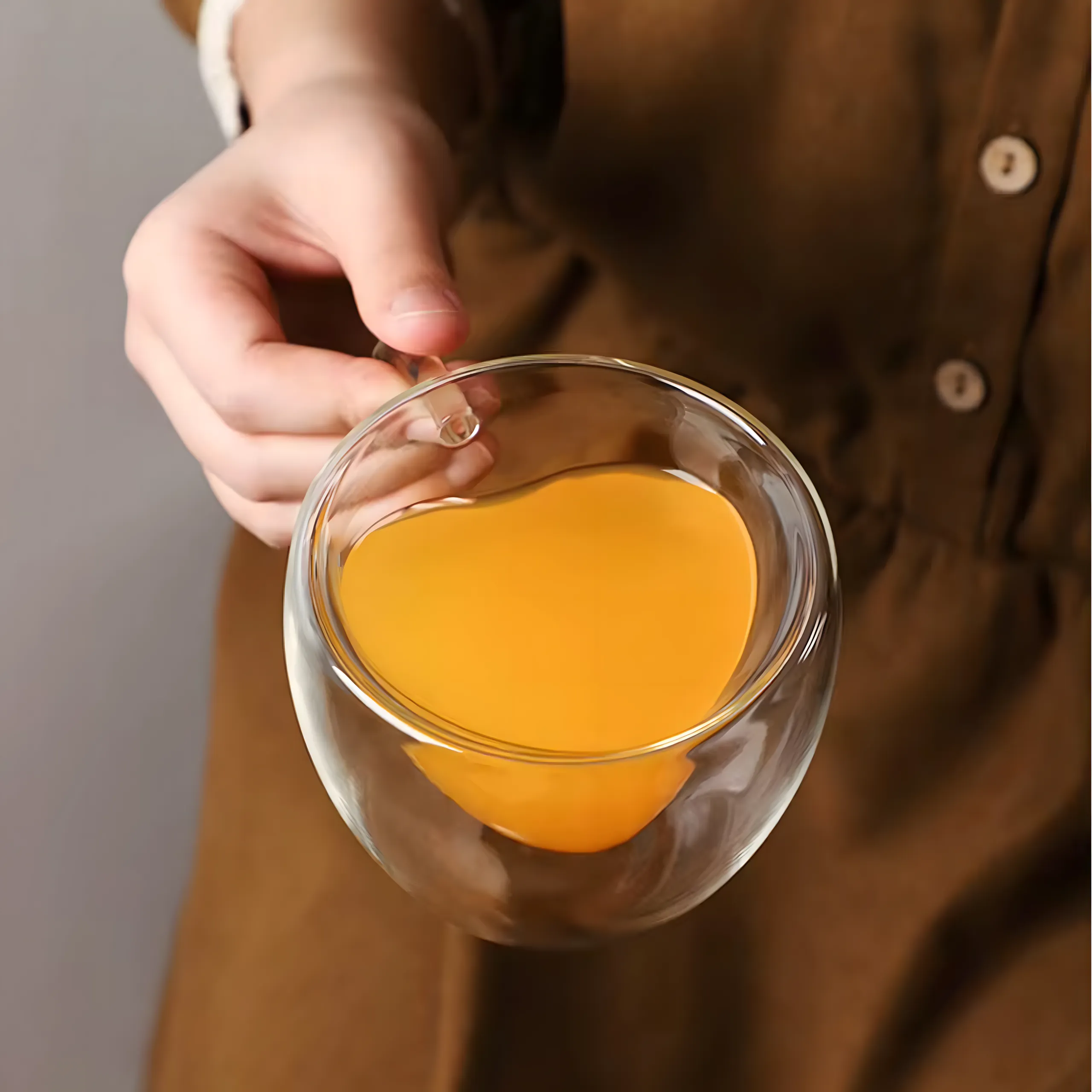 EXTRALINK HOME LOVE TAZA DE CRISTAL CON FORMA DE CORAZÓN DOBLE PARED RESISTENTE AL CALOR 250ML