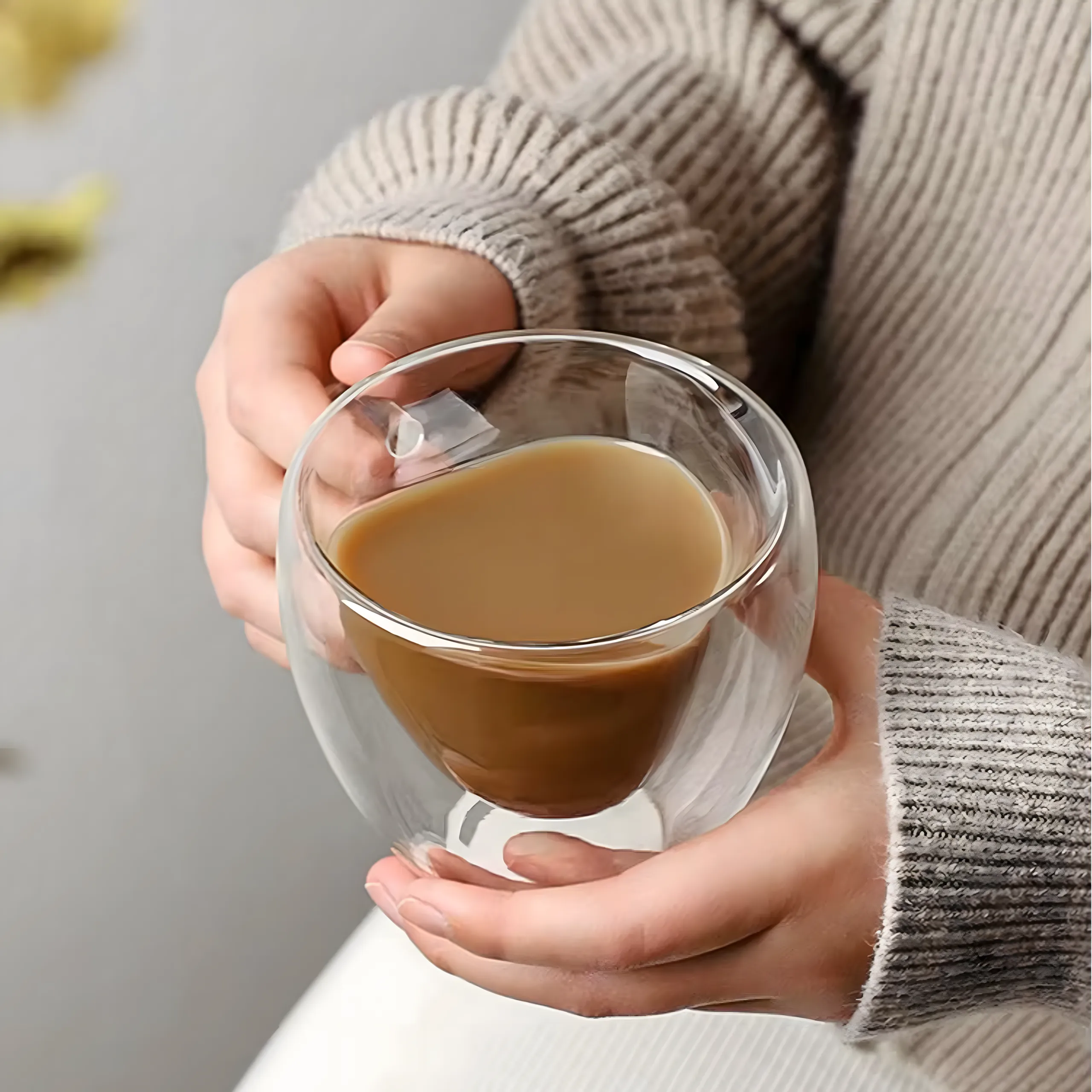 EXTRALINK HOME LOVE TAZA DE CRISTAL CON FORMA DE CORAZÓN DOBLE PARED RESISTENTE AL CALOR 250ML