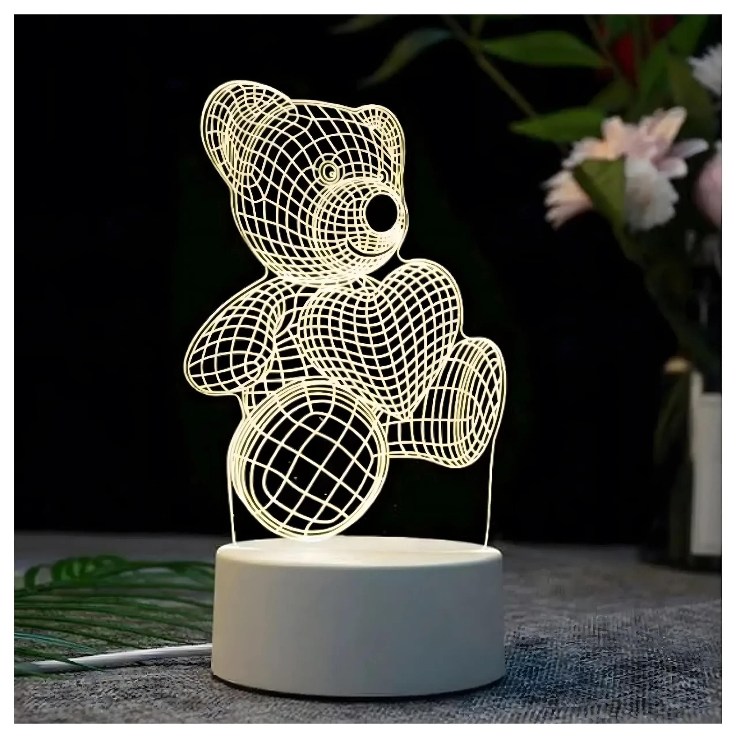 EXTRALINK HOME NIGHT LIGHT BEAR HEART 3D OPTICAL ILLUSION FOR BEDROOM USB