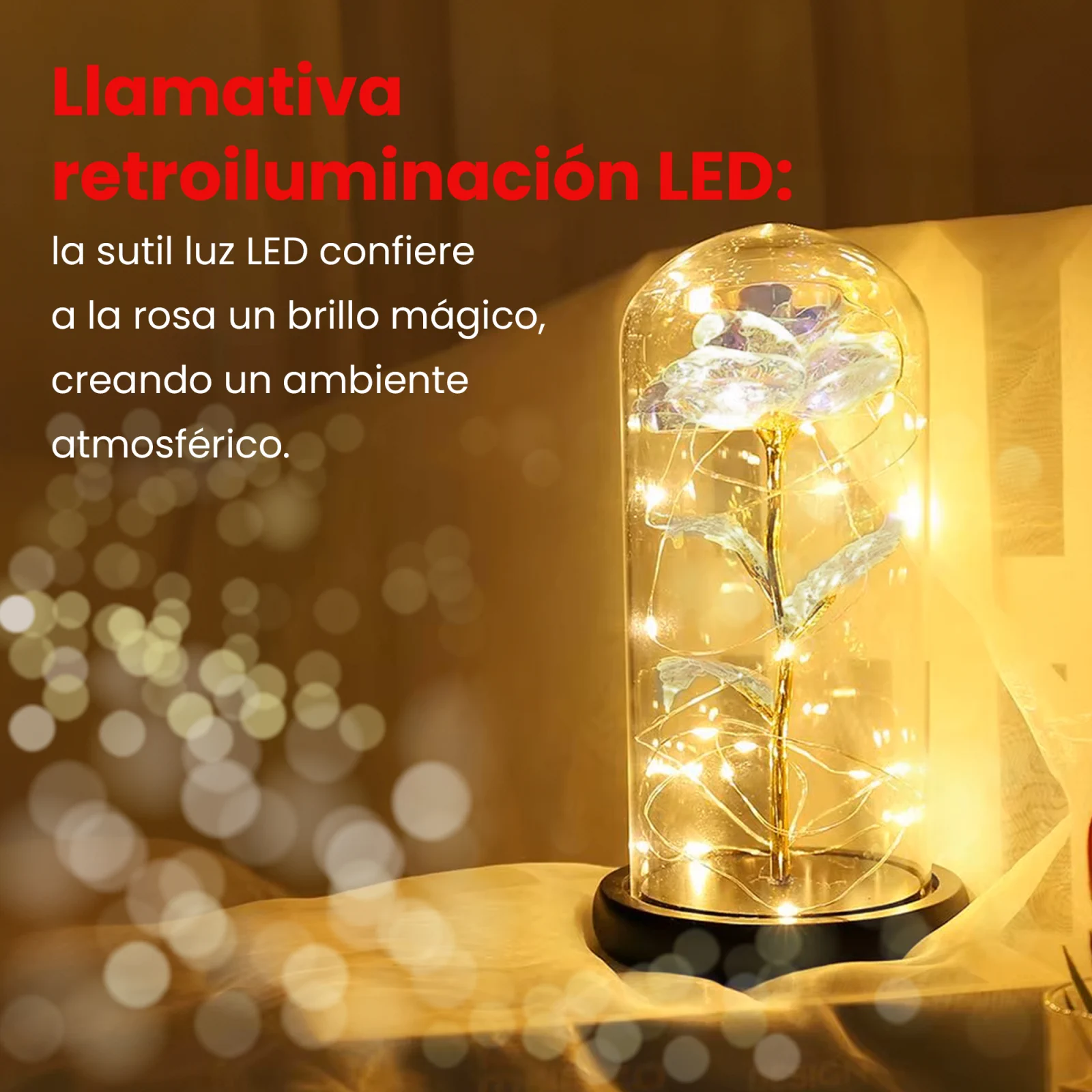 EXTRALINK HOME ROSA PERPETUA EN CRISTAL LUMINOSO LED ROJO W-860
