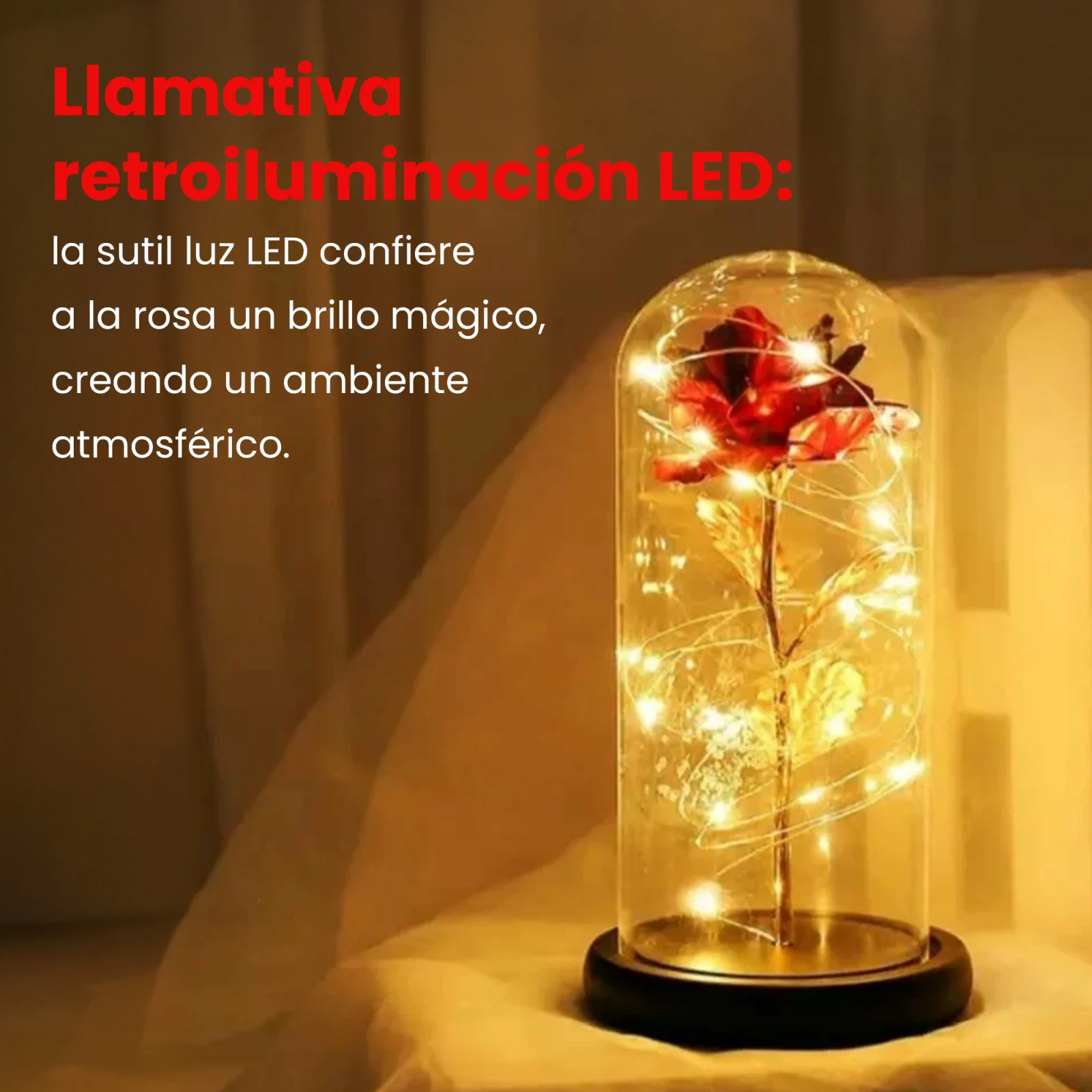 EXTRALINK HOME ROSA PERPETUA EN CRISTAL LUMINOSO LED ROJO W-860