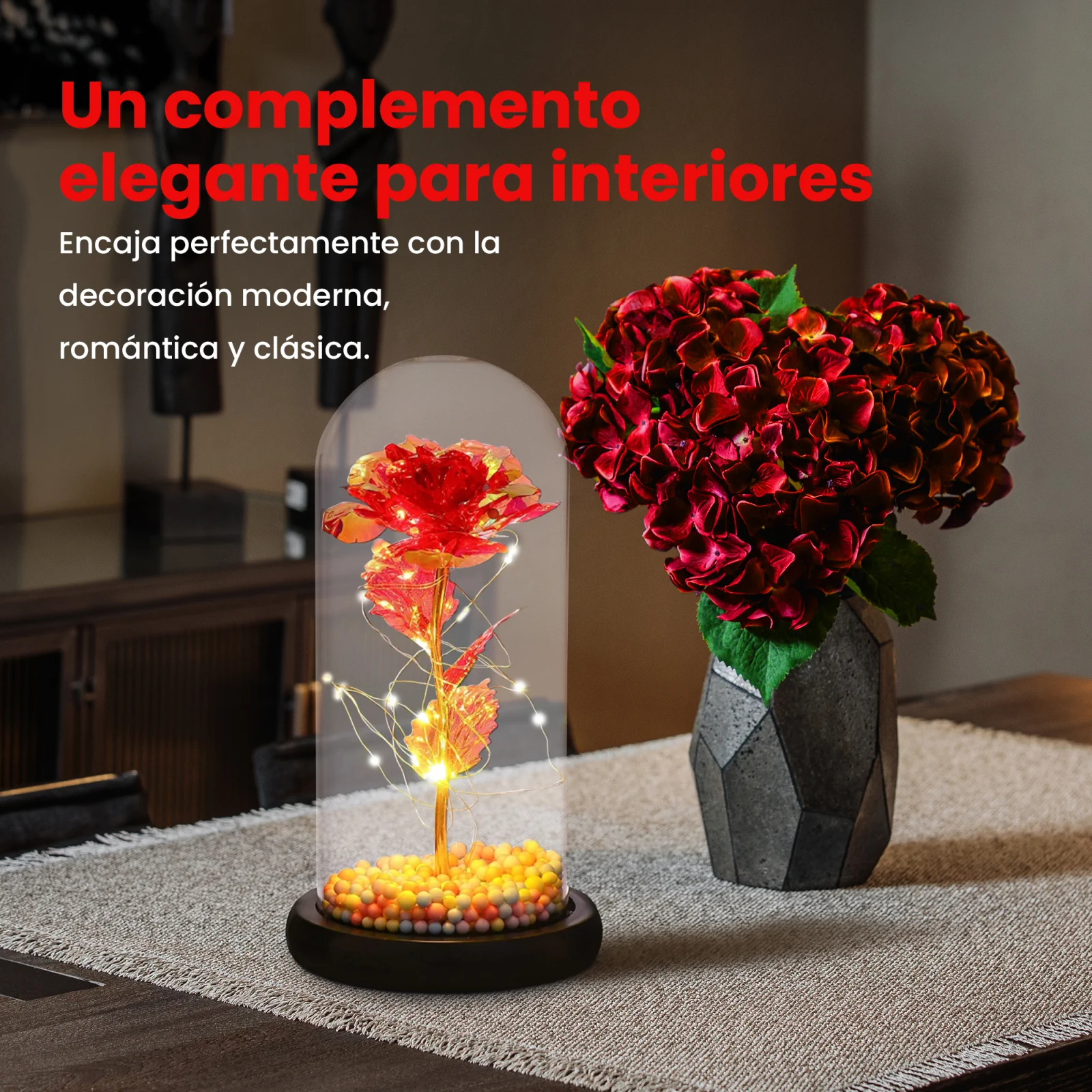 Extralink Home | Rosa eterna de cristal | LED rojo brillante