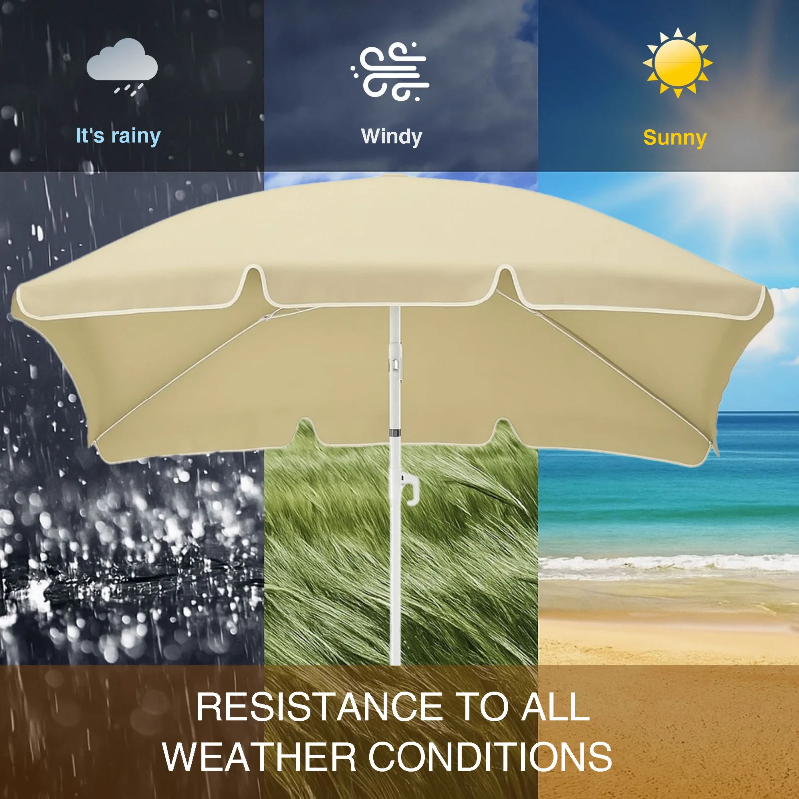 Black Forest | Sombrilla de jardín plegable | 2m beige