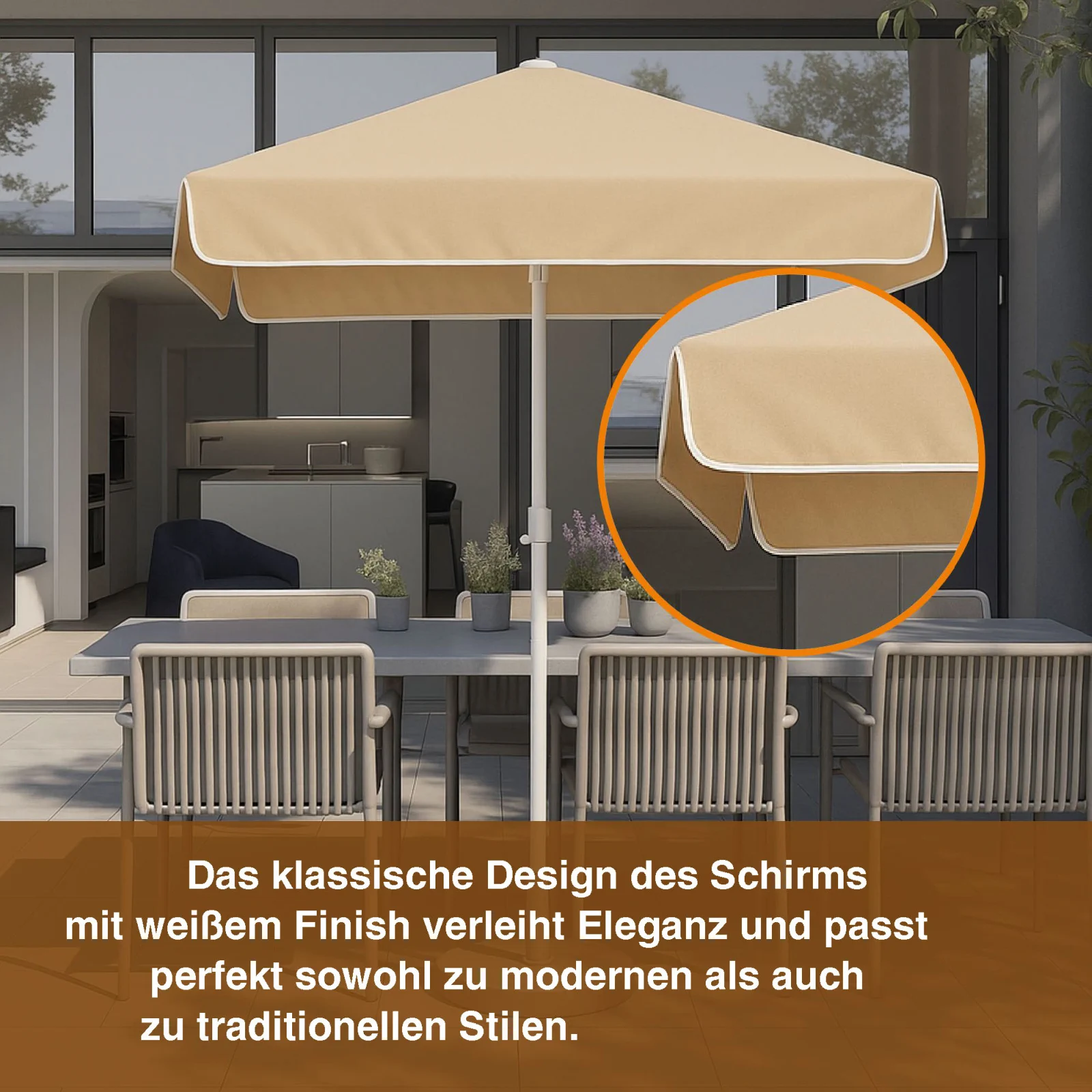 Black Forest | Faltbarer Gartenschirm | 2m beige