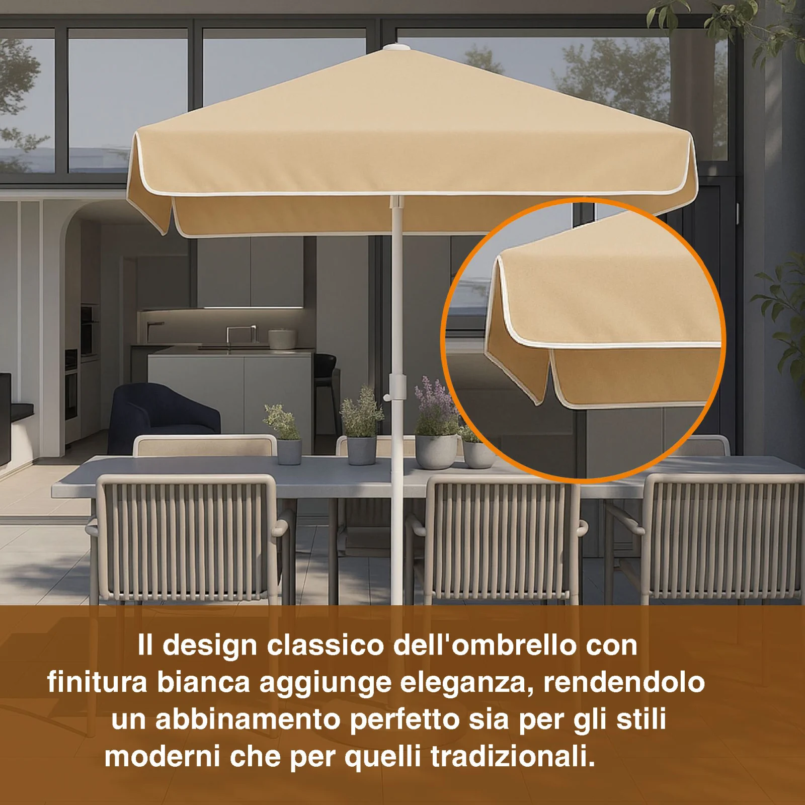 Foresta Nera | Ombrellone pieghevole da giardino | 2m beige