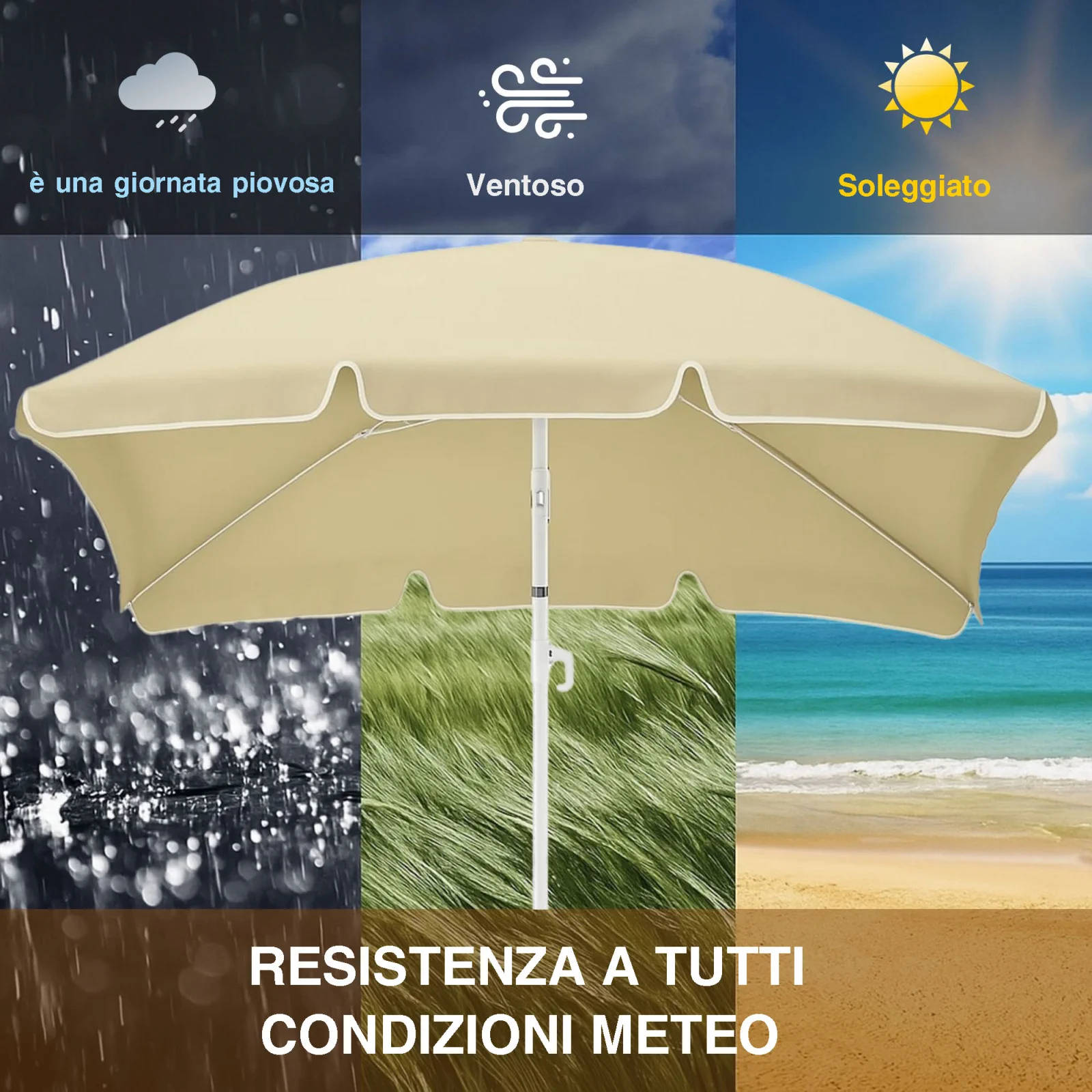 Foresta Nera | Ombrellone pieghevole da giardino | 2m beige
