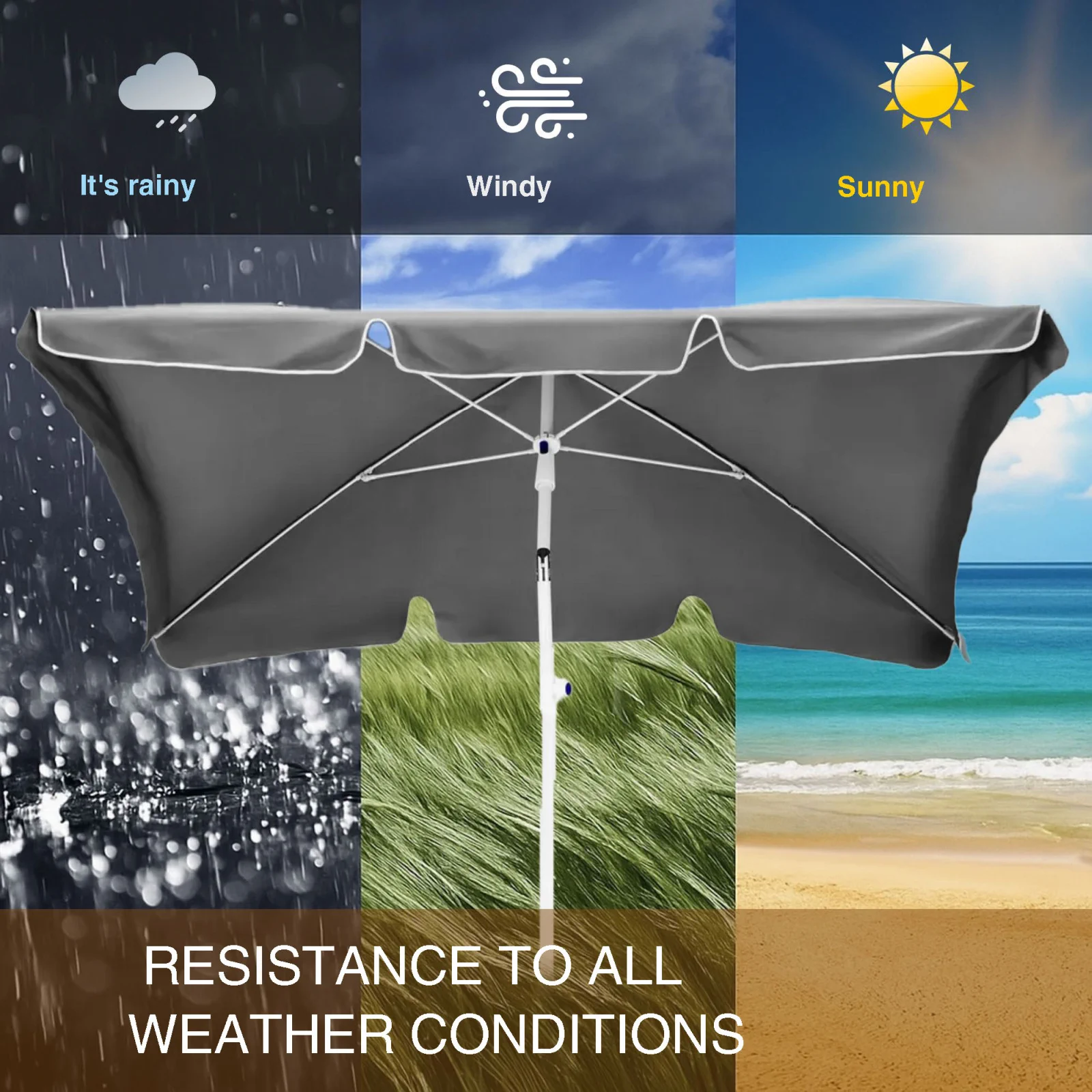 Black Forest | Sombrilla de jardín plegable | 2m gris