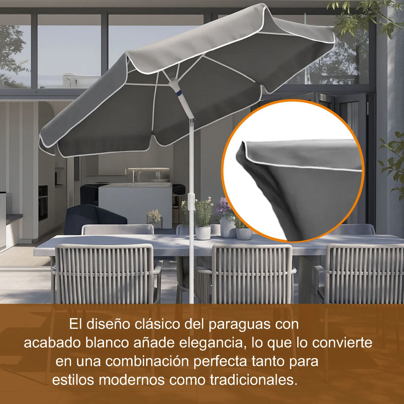 Black Forest | Sombrilla de jard&iacute;n plegable | 2m gris