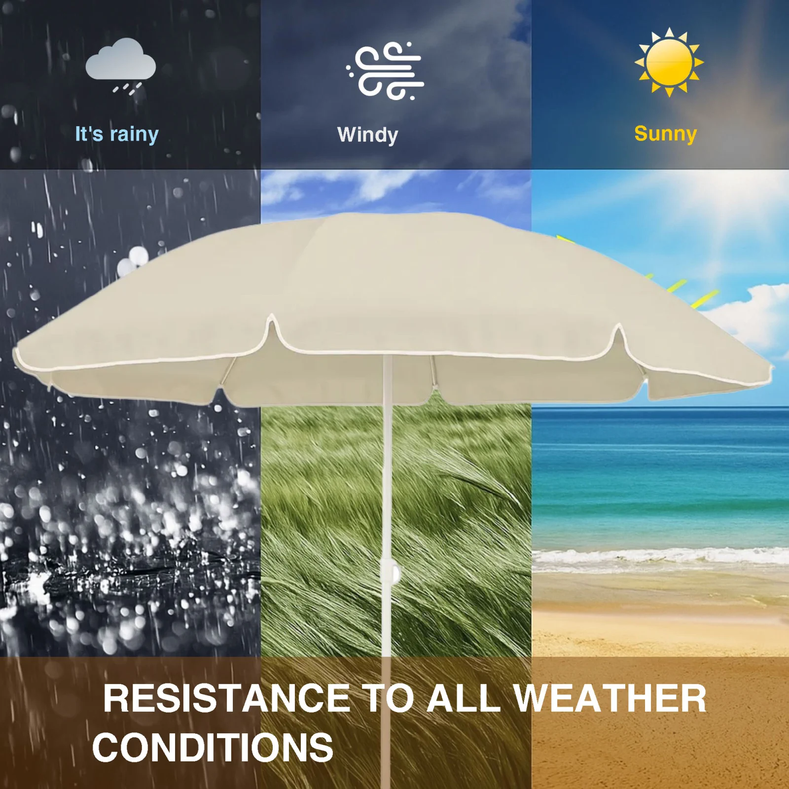 Black Forest | Sombrilla de playa plegable | 1,8m beige