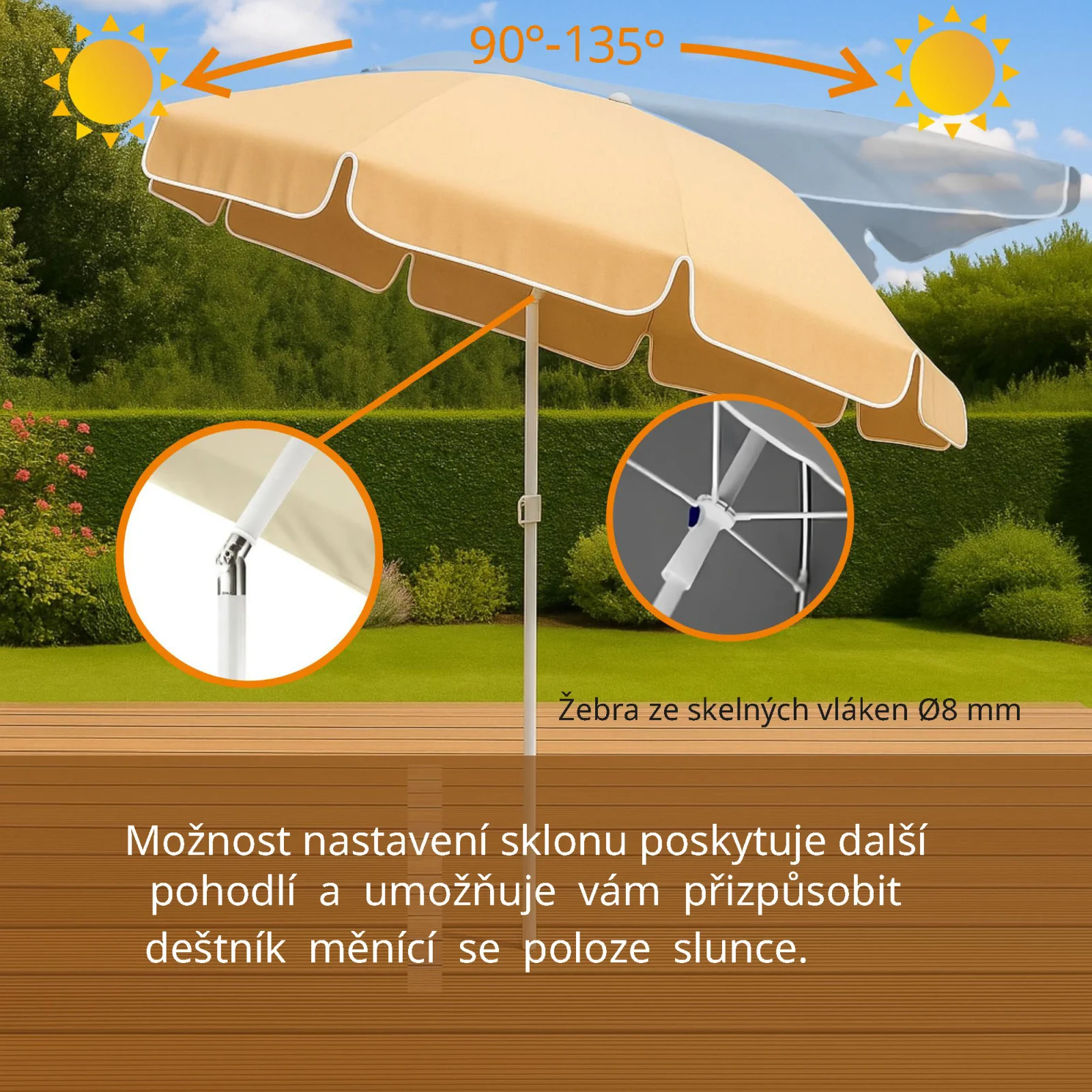 Black Forest | Skládací plážový slunečník | 1,8 m béžový