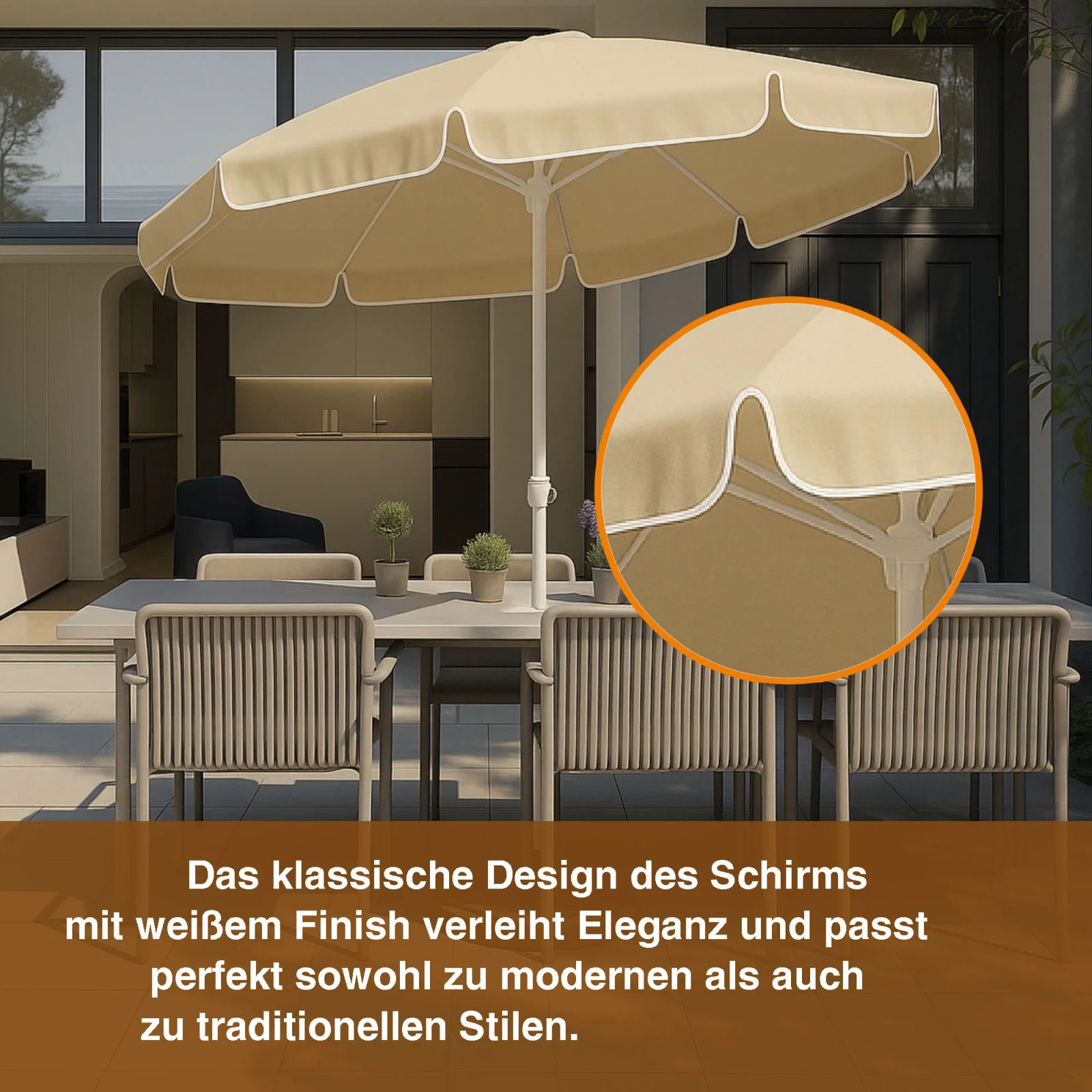 Black Forest | Faltbarer Sonnenschirm | 1,8m beige