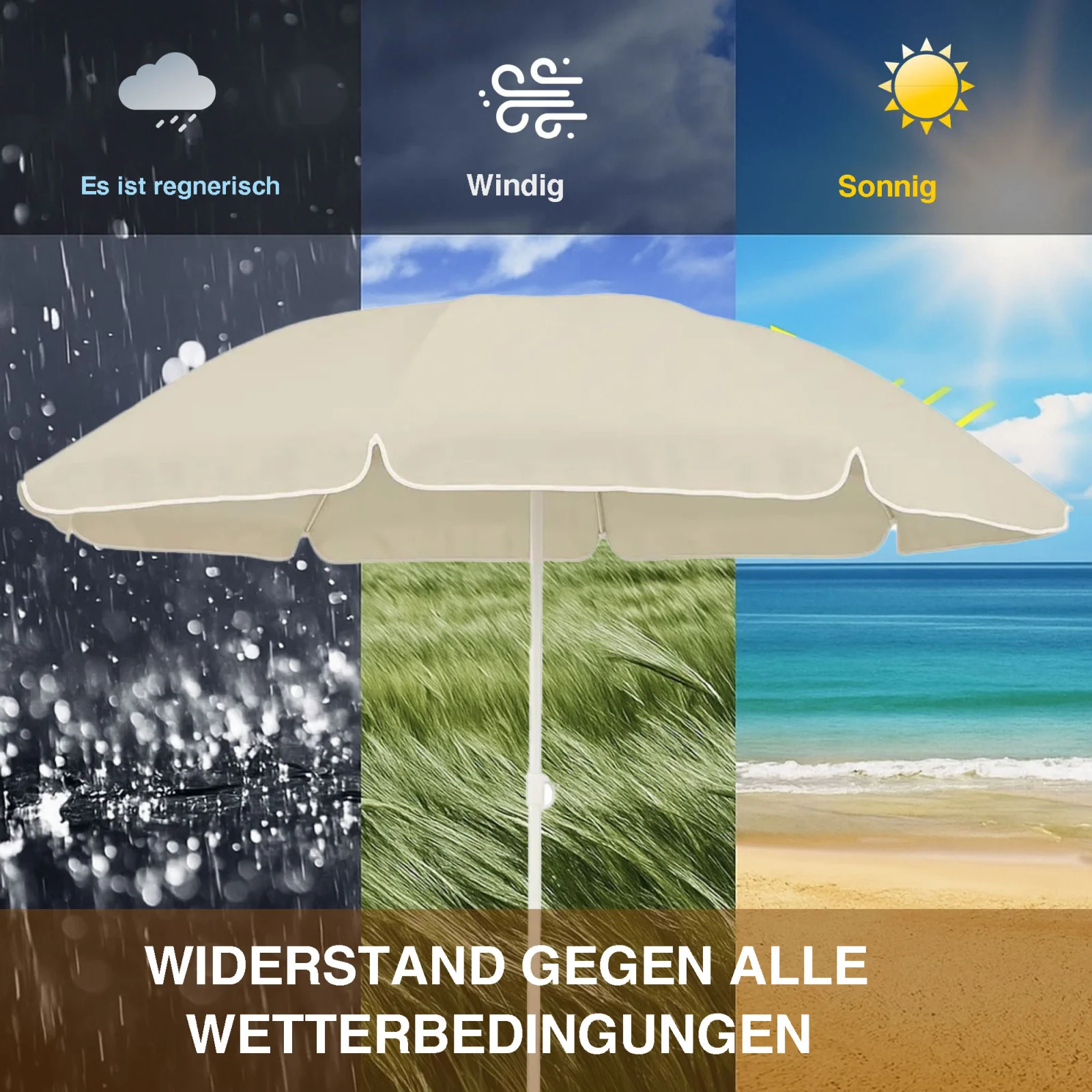 Black Forest | Faltbarer Sonnenschirm | 1,8m beige