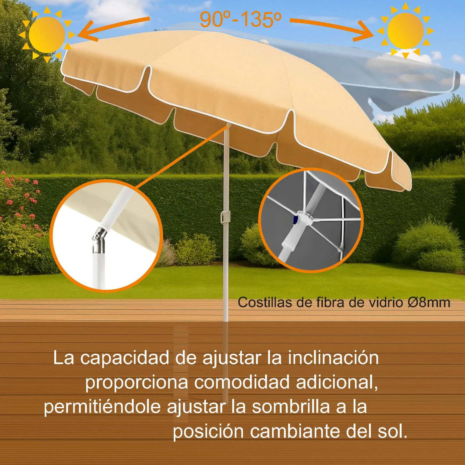 Black Forest | Sombrilla de playa plegable | 1,8m beige