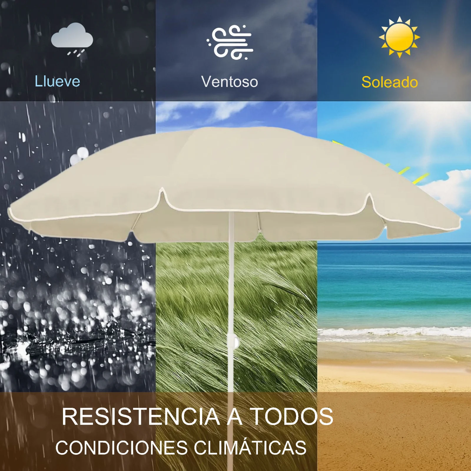 Black Forest | Sombrilla de playa plegable | 1,8m beige