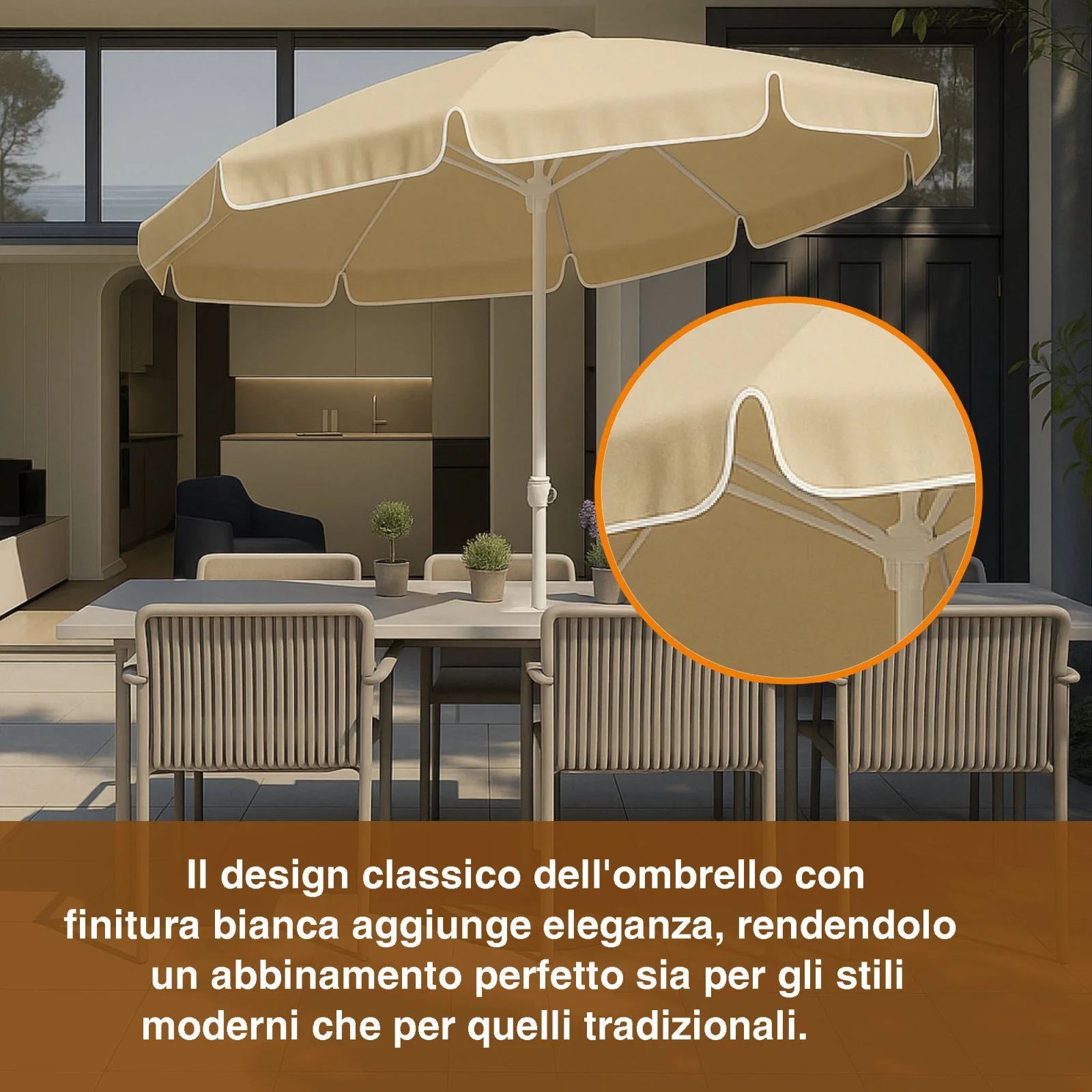 Foresta Nera | Ombrellone pieghevole | 1,8 m beige