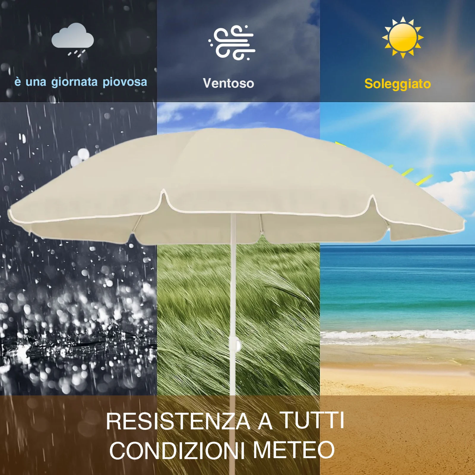 Foresta Nera | Ombrellone pieghevole | 1,8 m beige