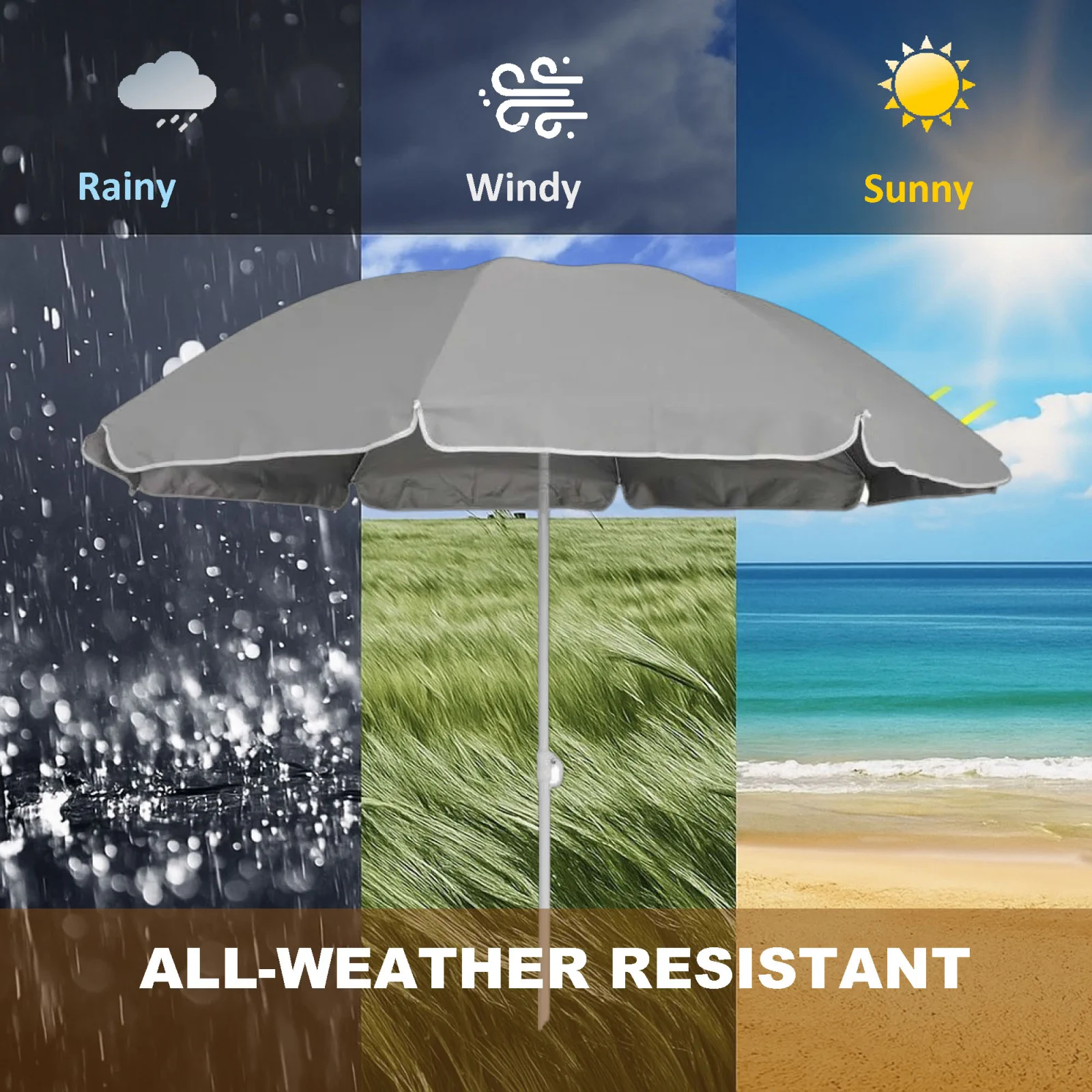 Black Forest | Sombrilla de playa plegable | 1,8m gris