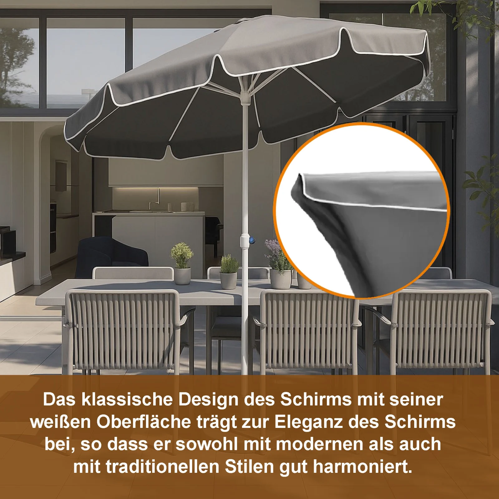 Black Forest | Faltbarer Sonnenschirm | 1,8m grau