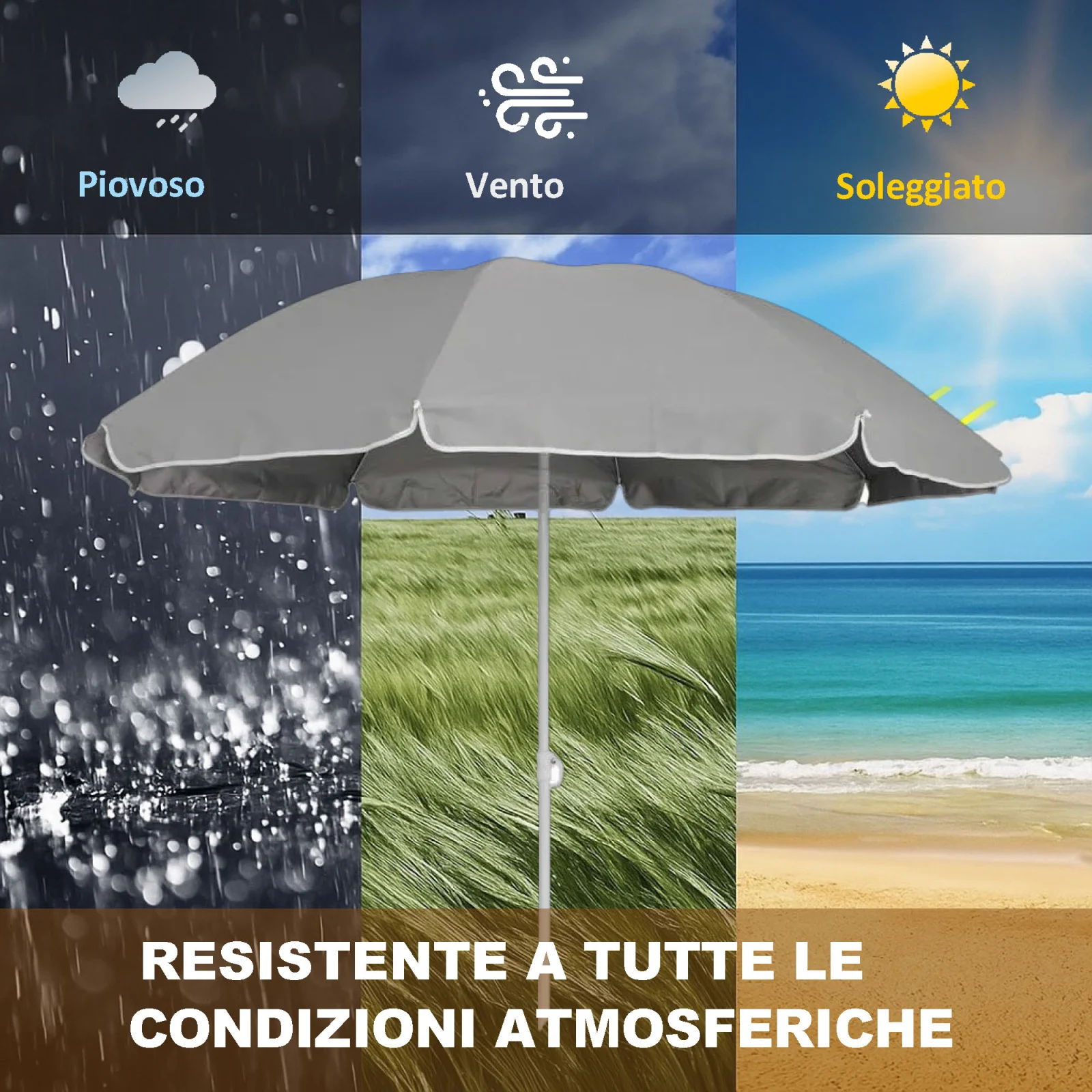Foresta Nera | Ombrellone pieghevole | 1,8 m grigio