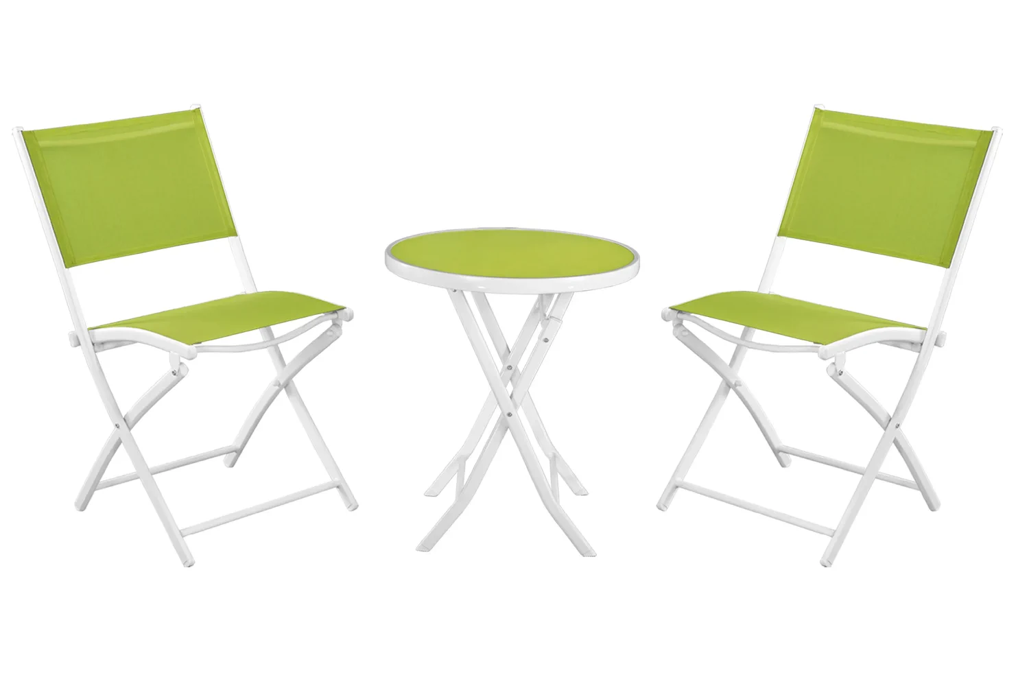 Black Forest | Pequeño juego de muebles de jardín | dos sillas mesa blanco y verde