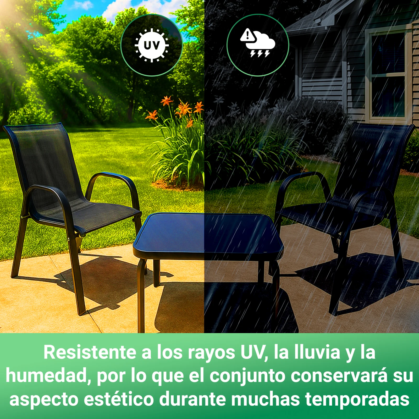 Black Forest | Juego de muebles de jard&iacute;n cl&aacute;sico | textilene dos sillas mesa negro
