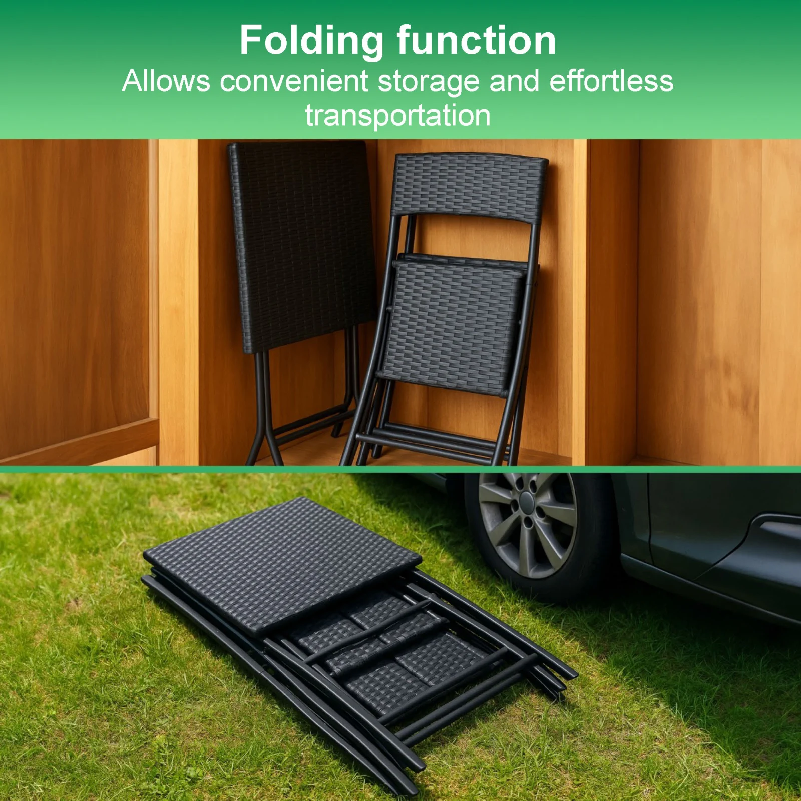 Black Forest | Small garden furniture set | two chairs table black