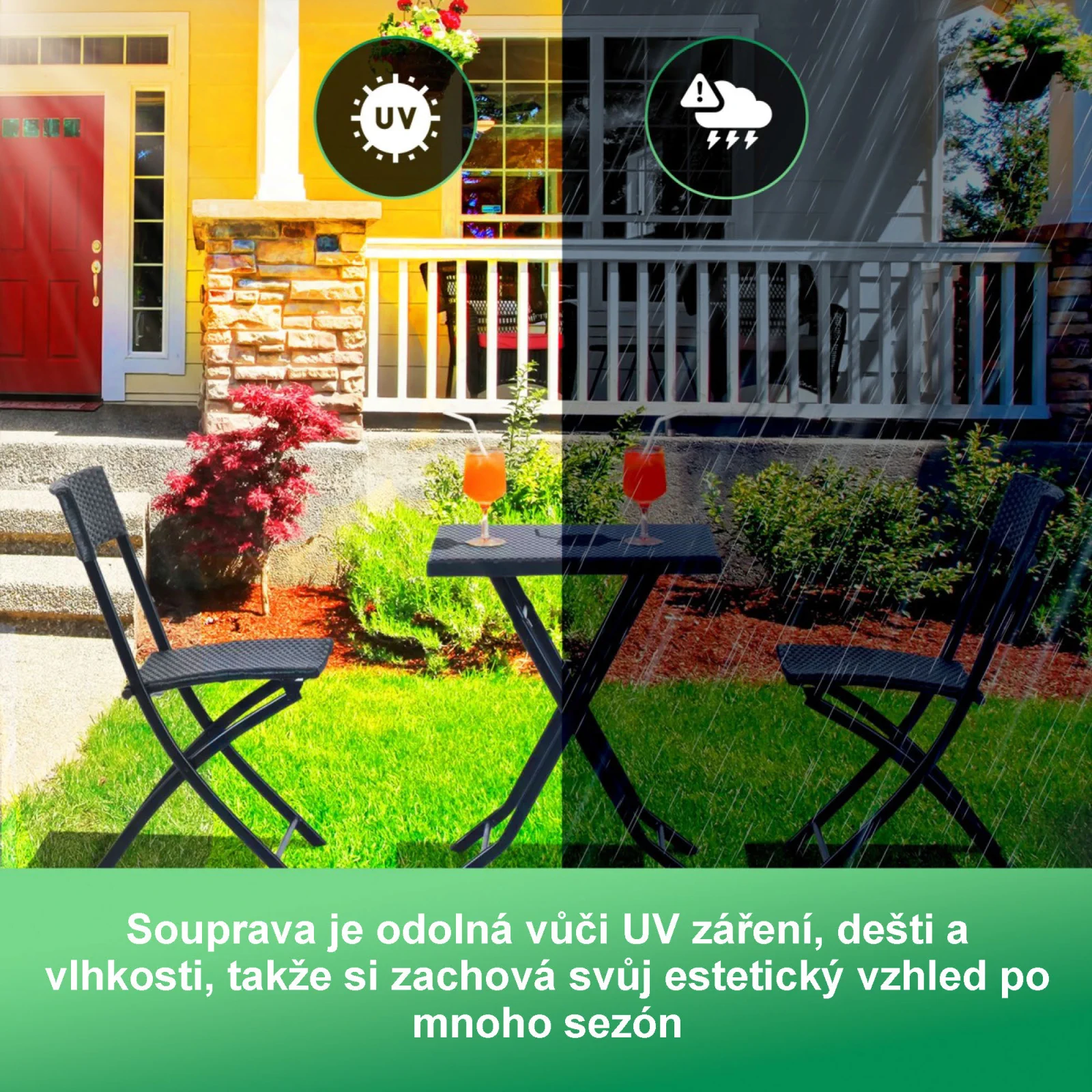 Black Forest | Malá sada zahradního nábytku | stůl se dvěma židlemi černý