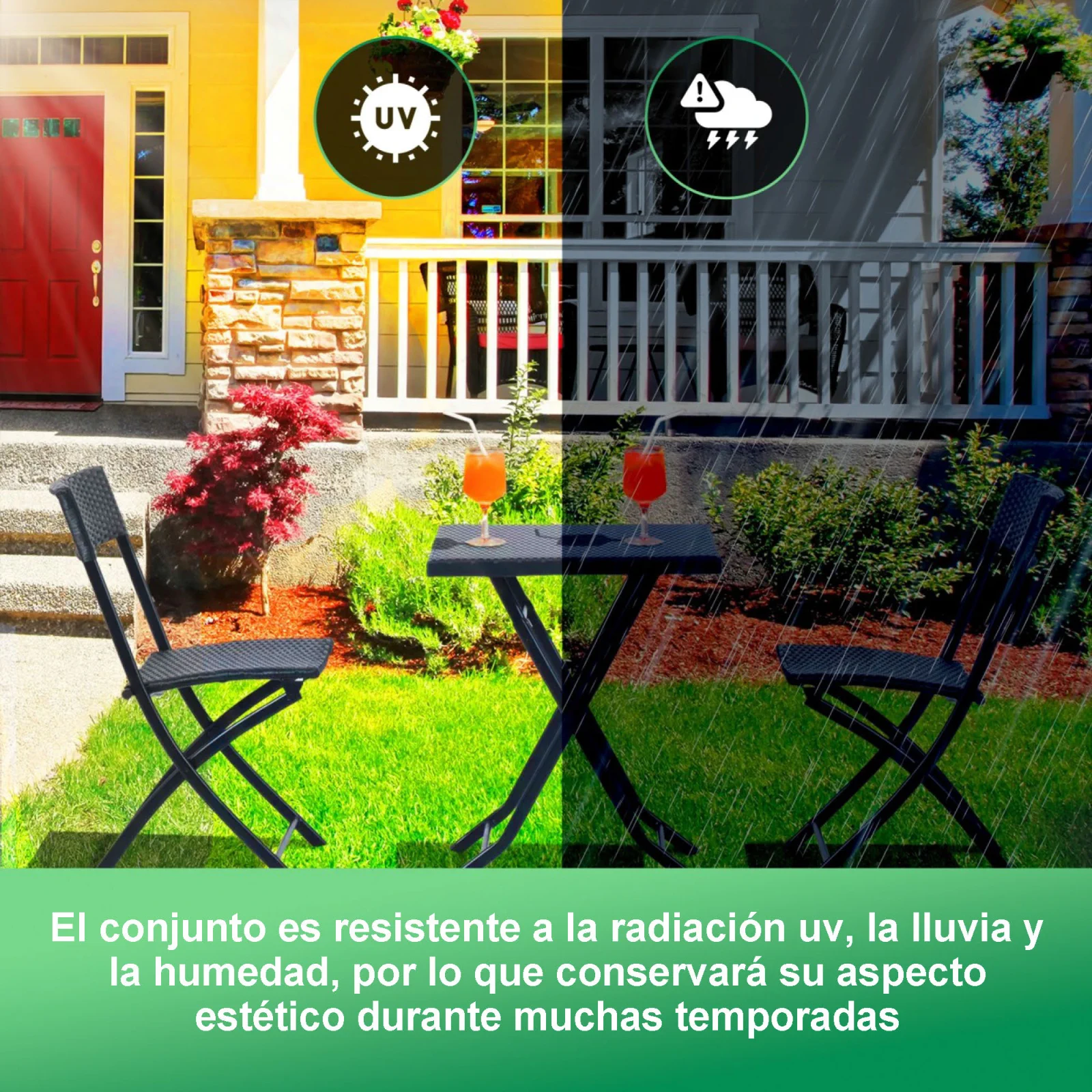 Black Forest | Pequeño juego de muebles de jardín | dos sillas mesa negro