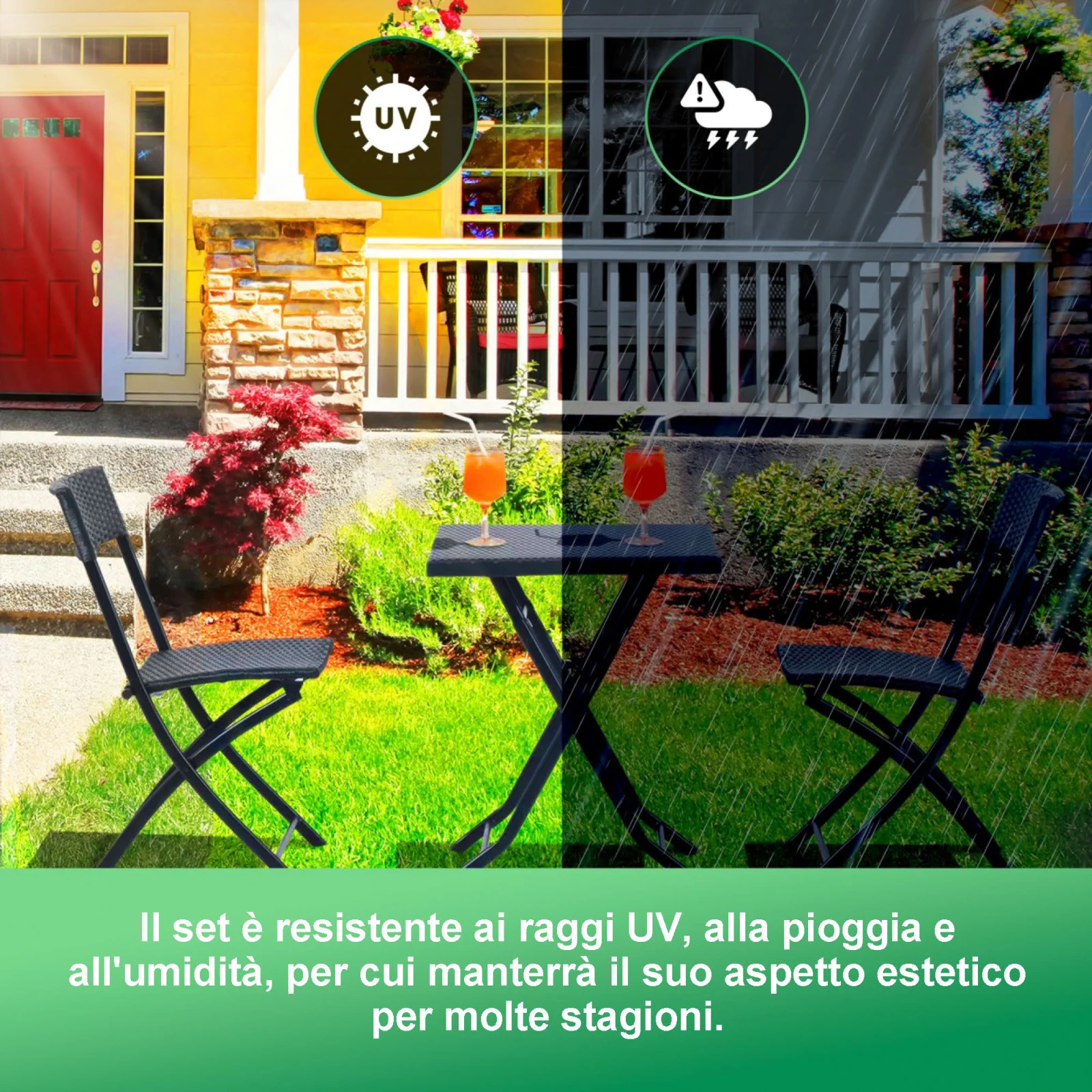 Foresta Nera | Set di mobili da giardino piccoli | Tavolo con due sedie nero