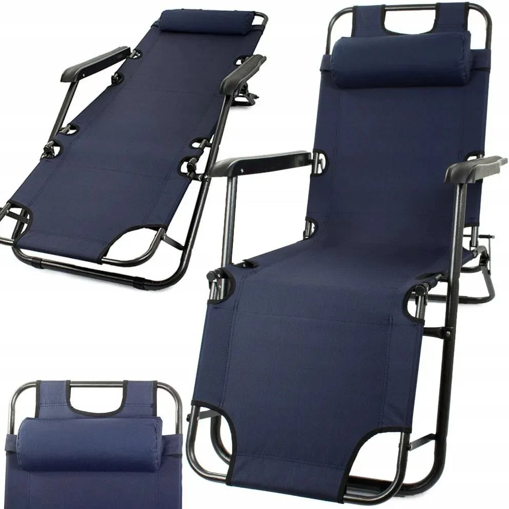 Black Forest | Tumbona de jardín plegable con cojín | Azul marino