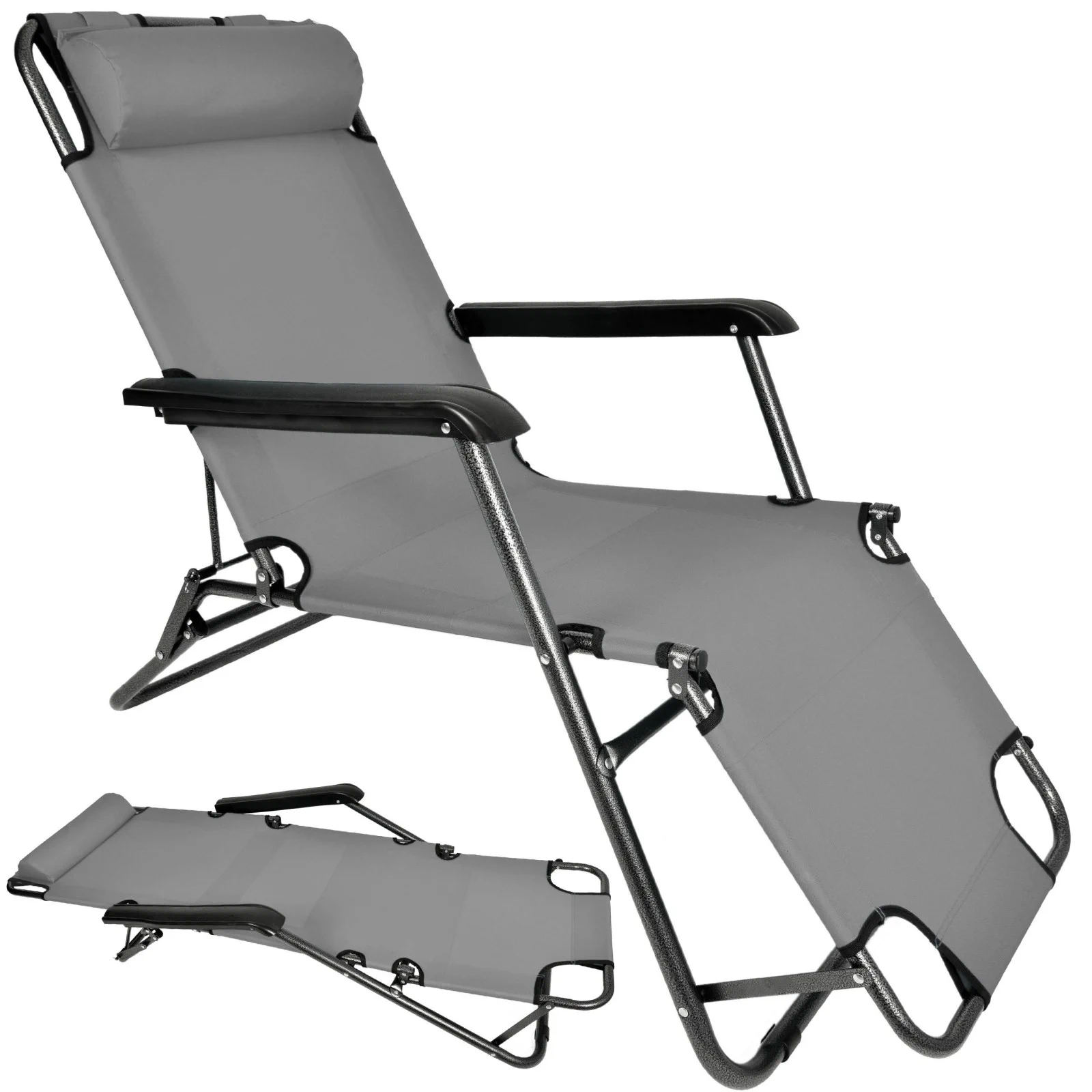 Black Forest | Tumbona de jardín plegable con cojín | gris