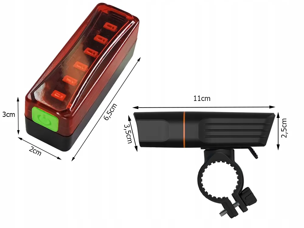 Extralink | Luz para bicicleta | Kit de bicicleta USB LED dianteiro e traseiro