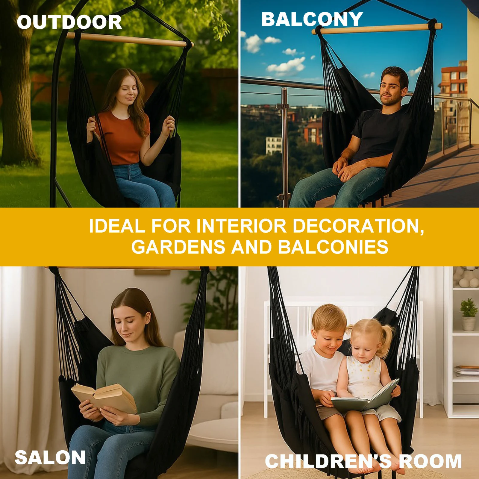 Black Forest | Hammock | Brazilian chair 100x130cm black