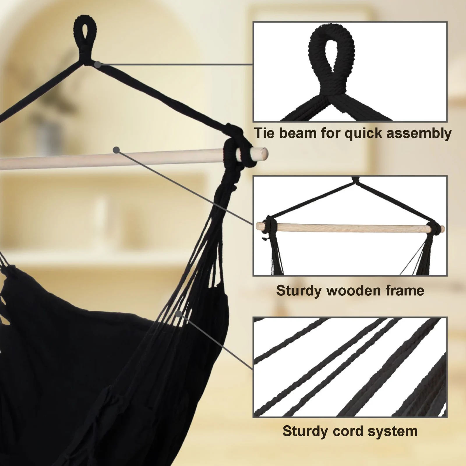 Black Forest | Hammock | Brazilian chair 100x130cm black