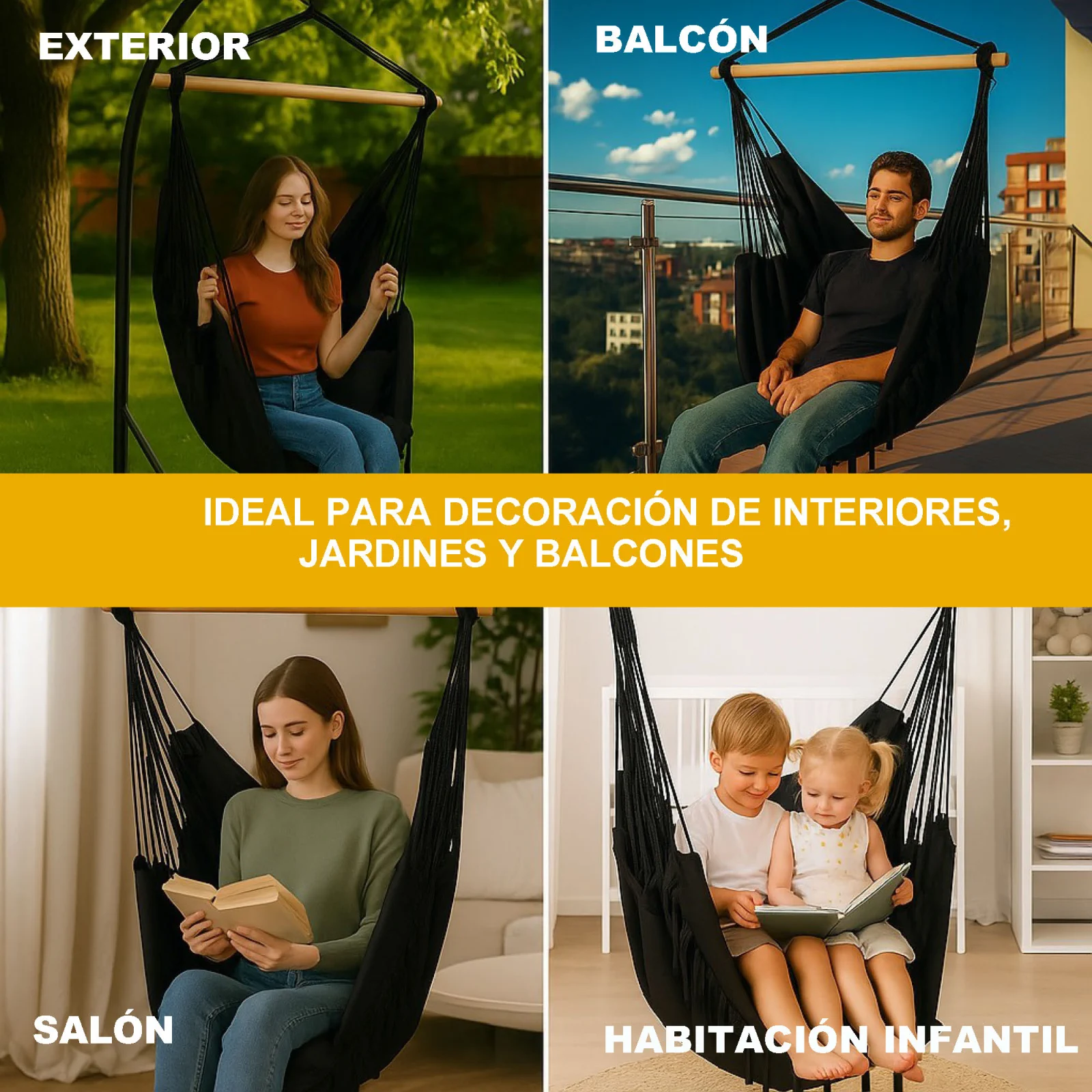 Selva Negra | Hamaca | Silla brasileña 100x130cm negro