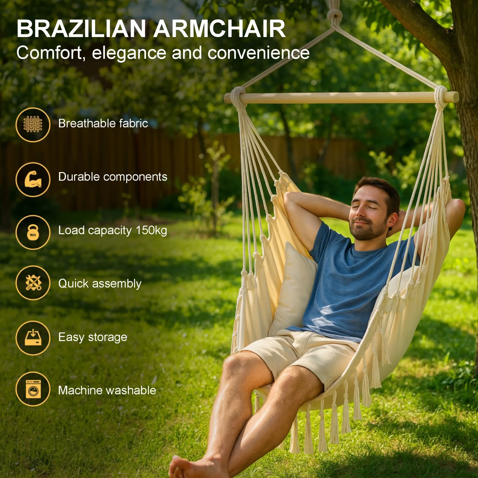 Black Forest | Hamak | fotel brazylijski 100x130cm beżowy