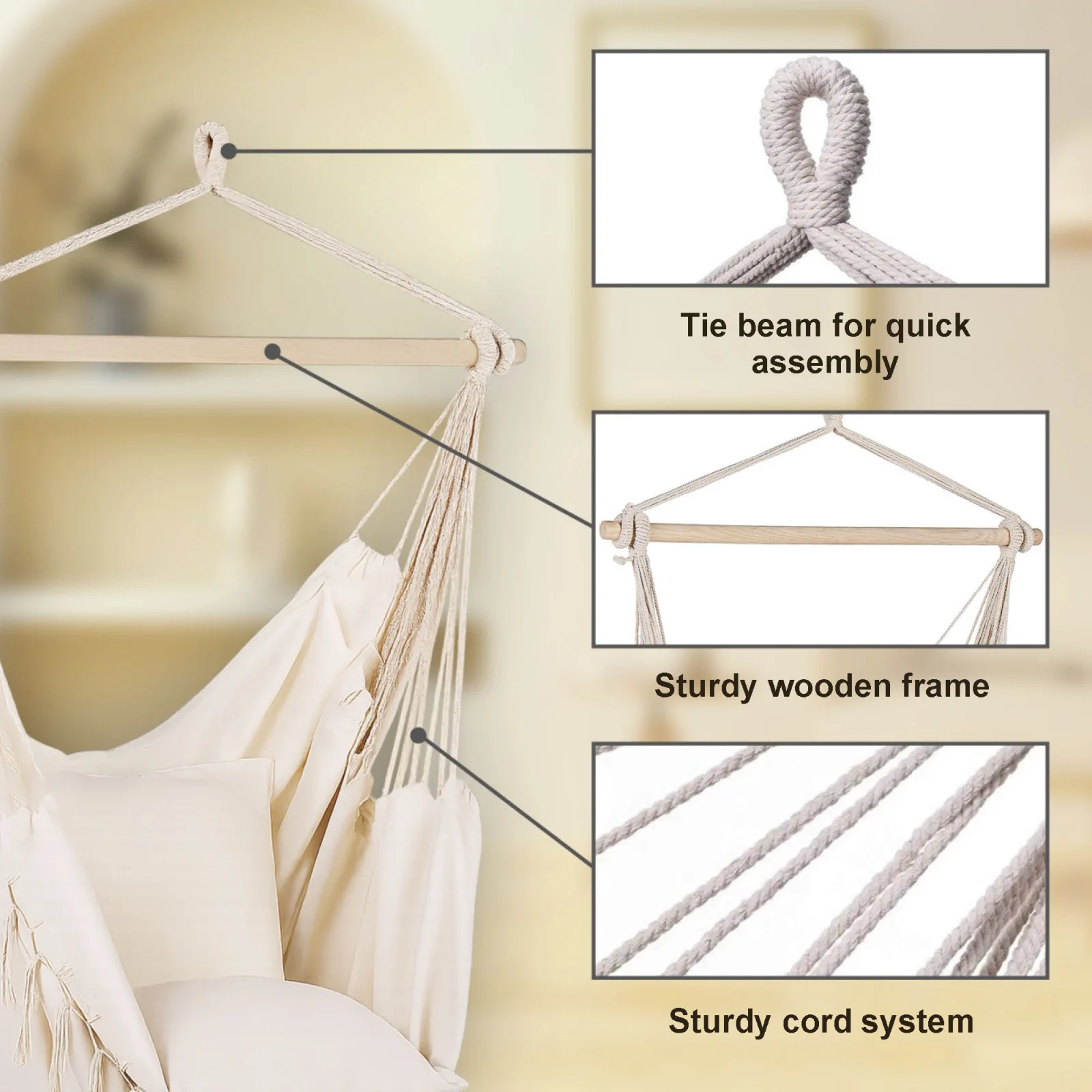 Black Forest | Hamak | fotel brazylijski 100x130cm beżowy