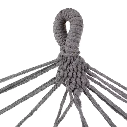 Black Forest | Hamak | szary z frędzlami 1 osobowy 200x100cm ze stelażem