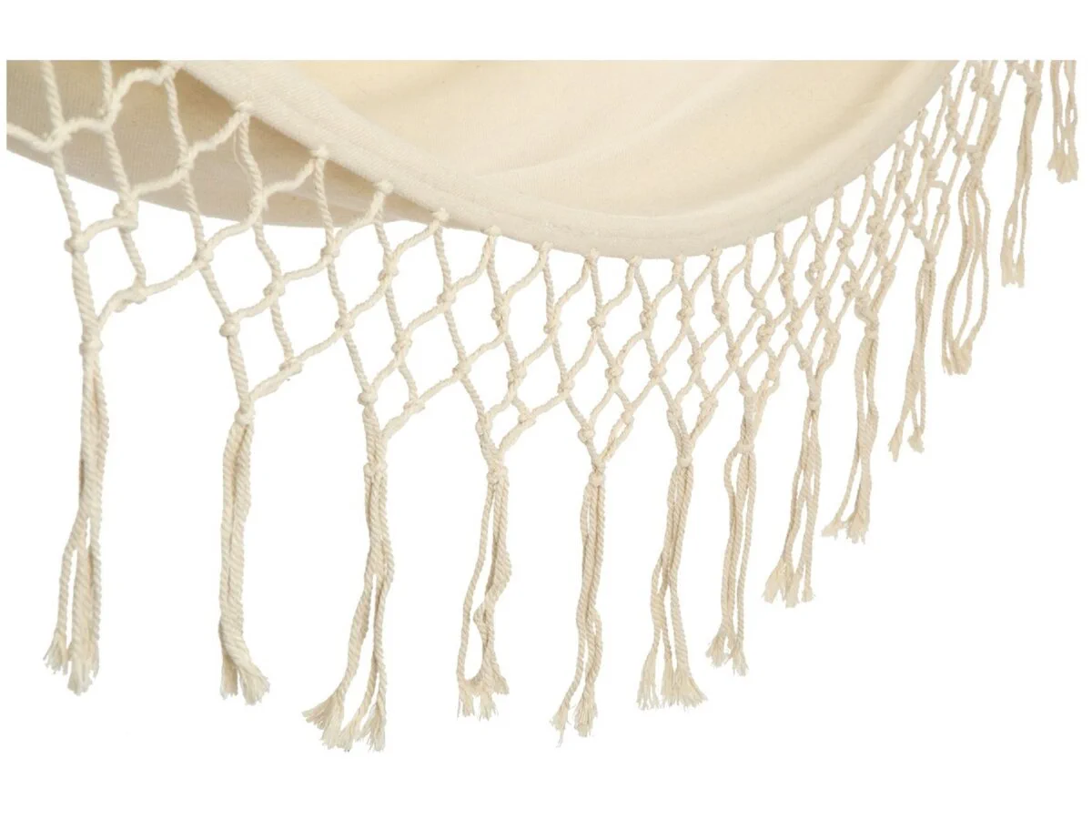 Black Forest | Hamak | biały z frędzlami 2 osobowy 200x150cm ze stelażem