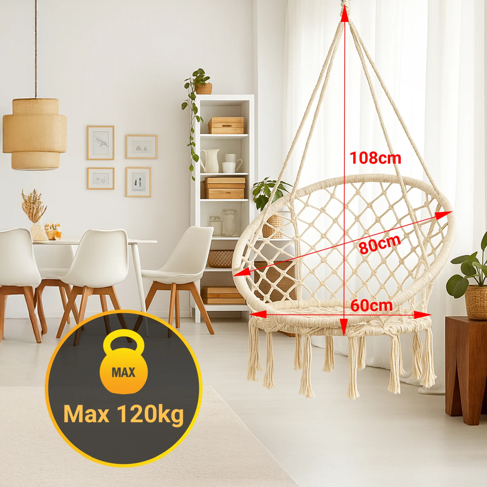 Black Forest | Hamak | ażurowy fotel wiszący 80x60cm ecru